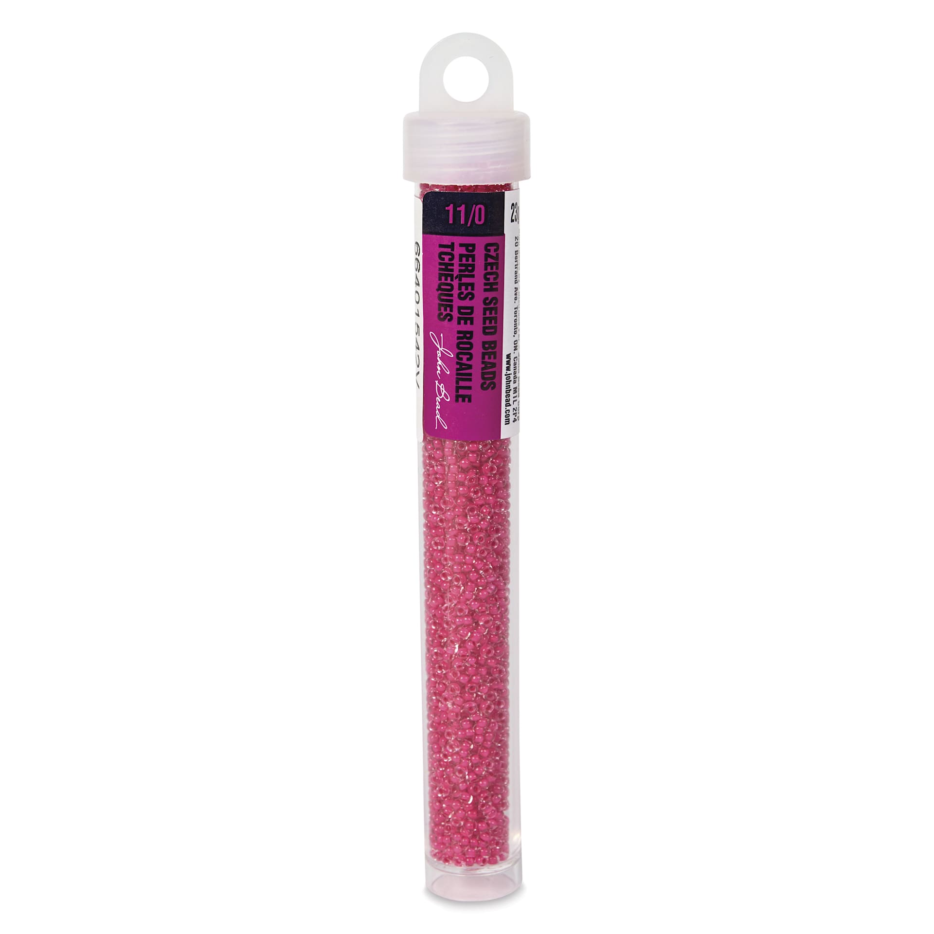 John Bead Terra Intensive Lining Czech Glass Seed Beads - 11/0, Rose, 23 g - front