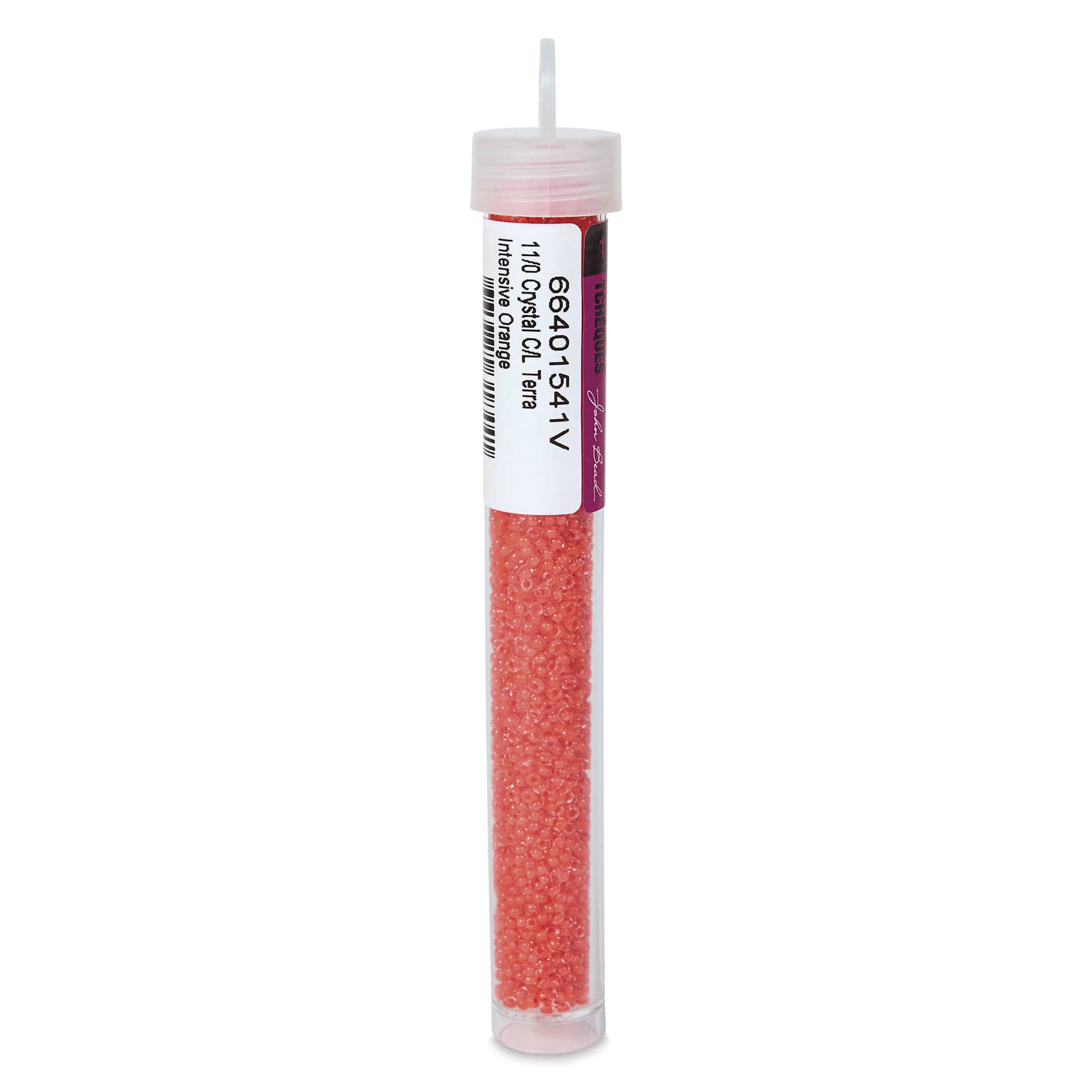 John Bead Terra Intensive Lining Czech Glass Seed Beads - 11/0, Orange, 23 g - back