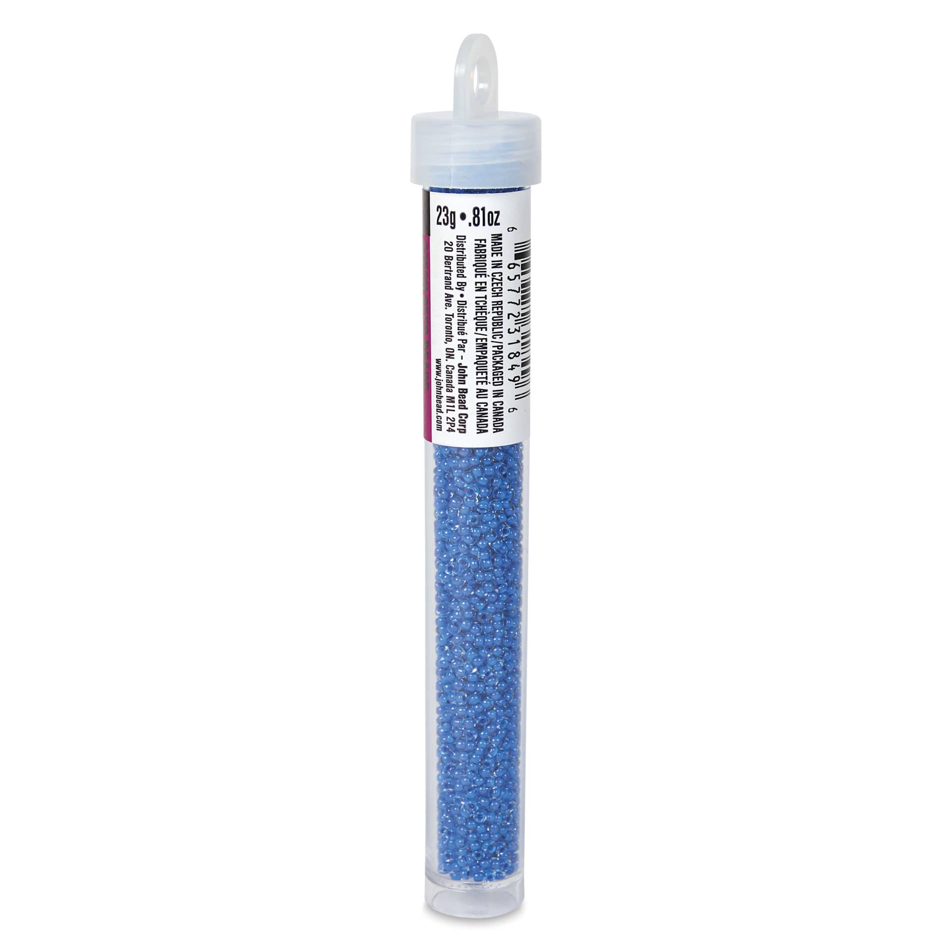 John Bead Terra Intensive Lining Czech Glass Seed Beads - 11/0, Blue, 23 g - side