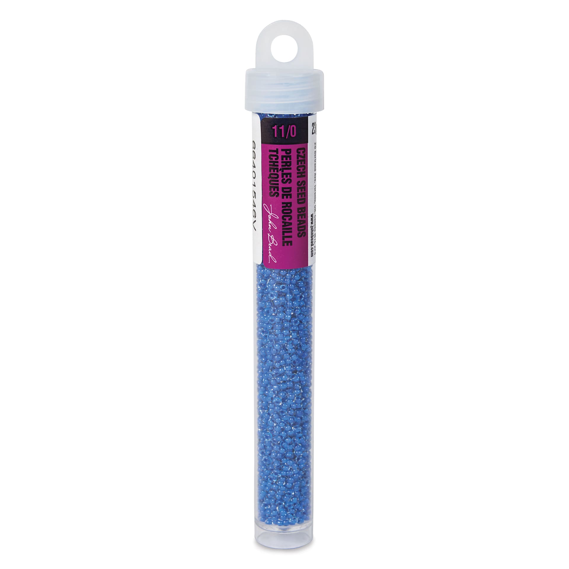 John Bead Terra Intensive Lining Czech Glass Seed Beads - 11/0, Blue, 23 g - front