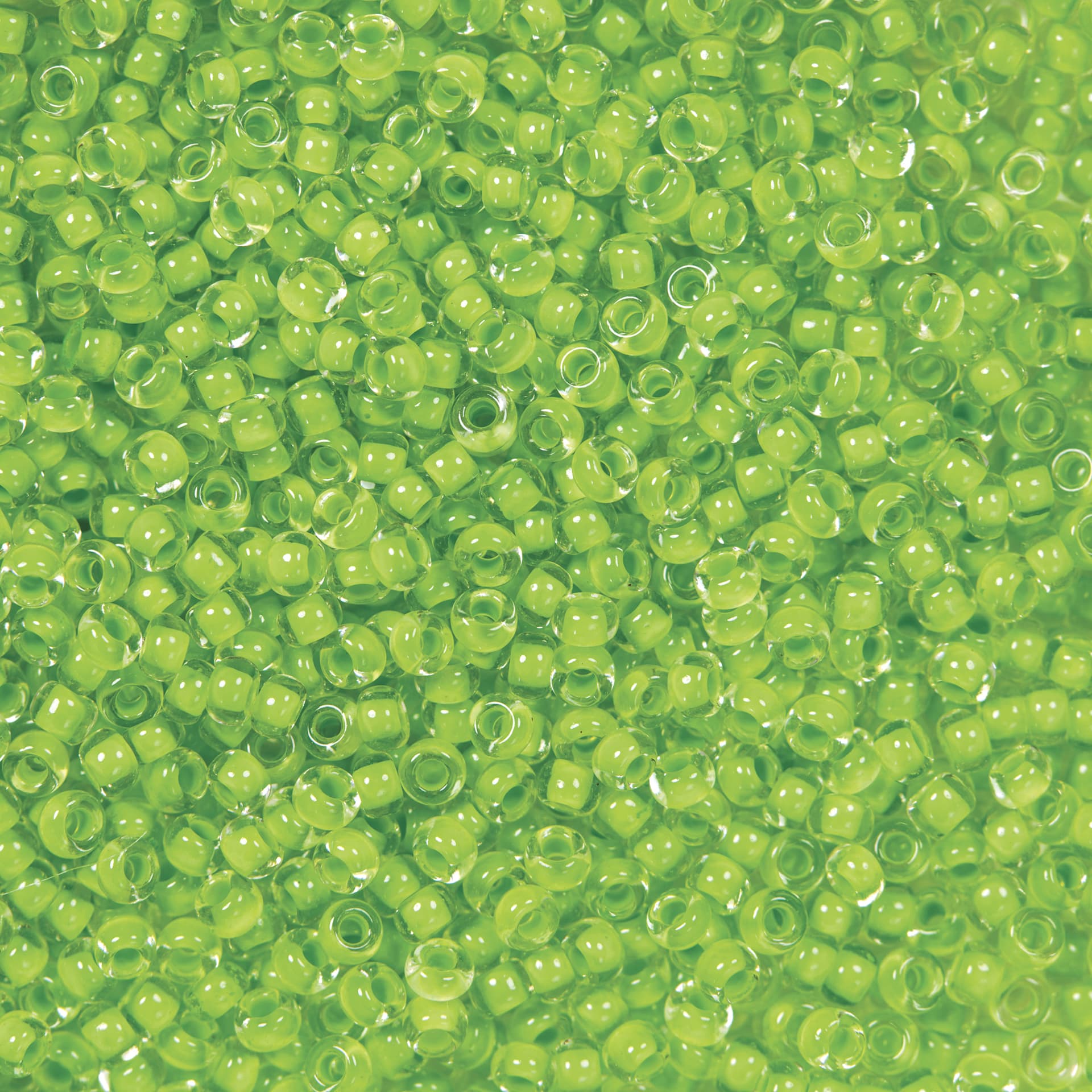 John Bead Terra Intensive Lining Czech Glass Seed Beads - 11/0, Light Green