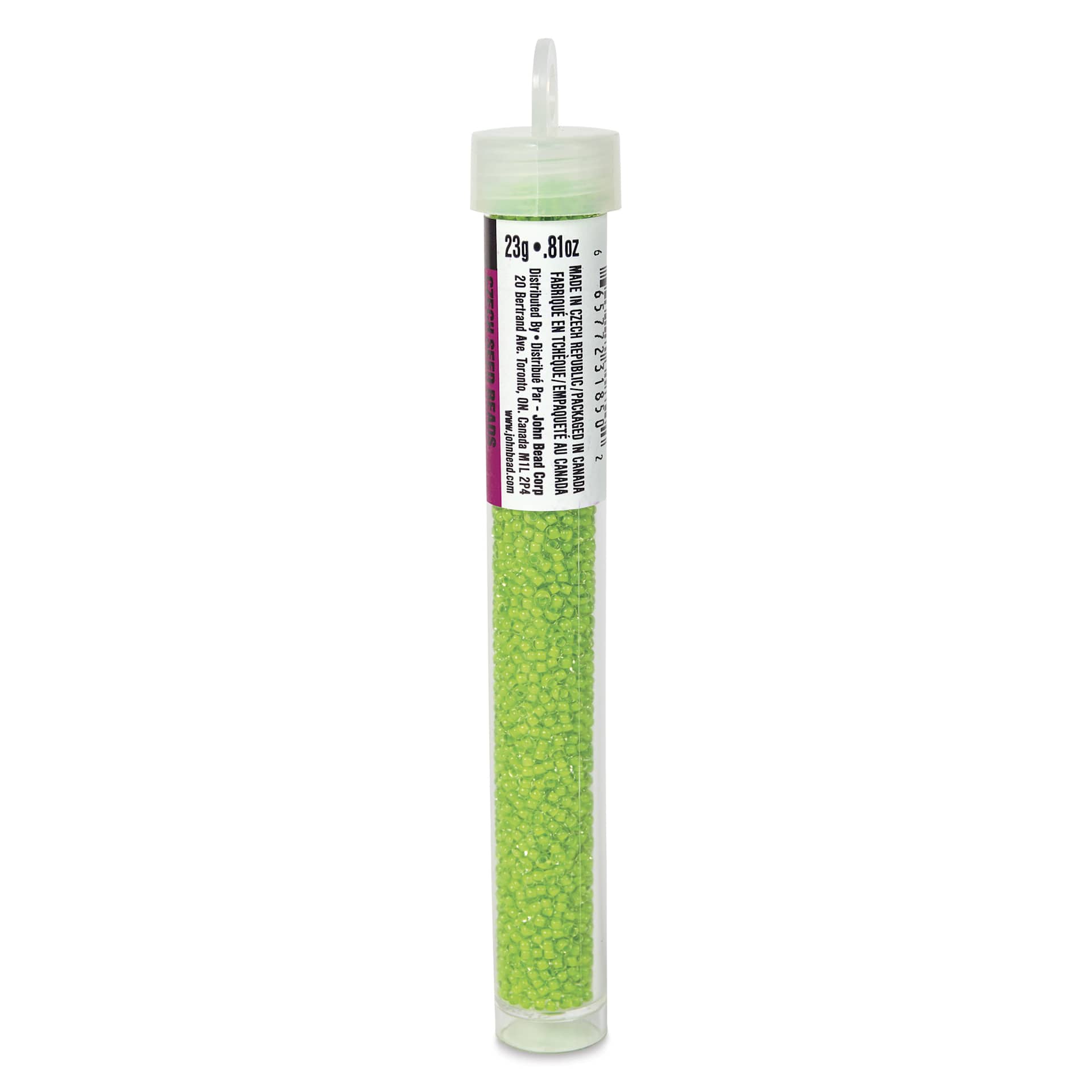 John Bead Terra Intensive Lining Czech Glass Seed Beads - 11/0, Light Green, 23 g - side