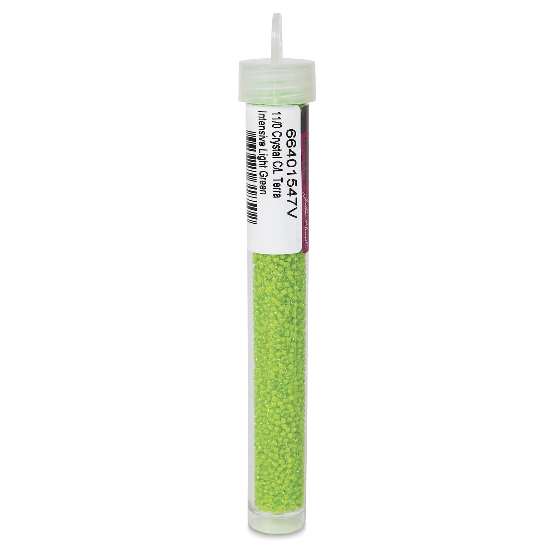John Bead Terra Intensive Lining Czech Glass Seed Beads - 11/0, Light Green, 23 g - back