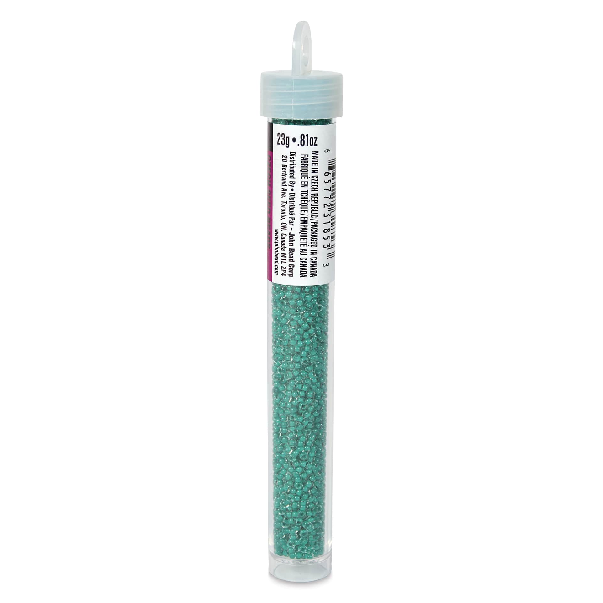 John Bead Terra Intensive Lining Czech Glass Seed Beads - 11/0, Dark Green, 23 g - side
