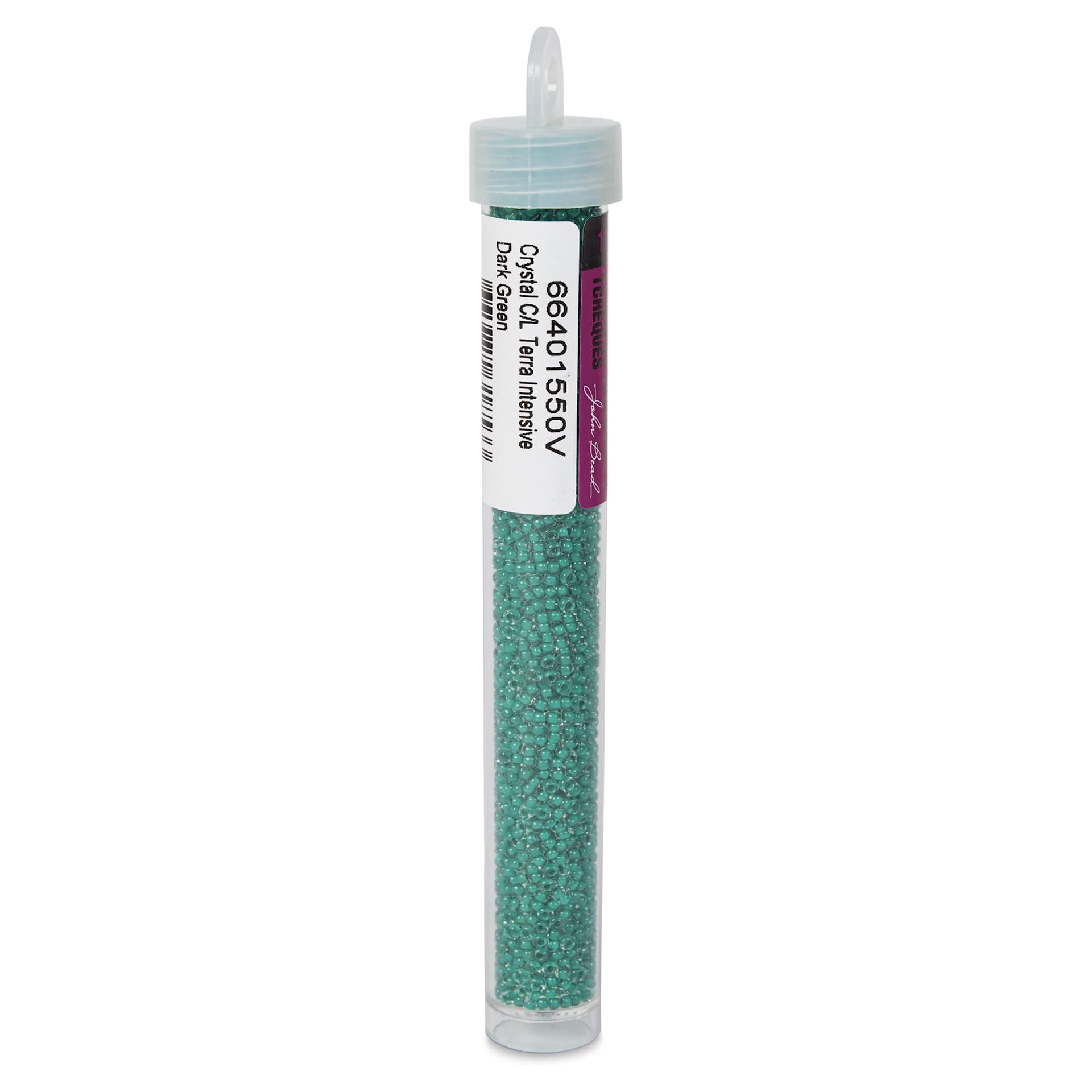 John Bead Terra Intensive Lining Czech Glass Seed Beads - 11/0, Dark Green, 23 g - back