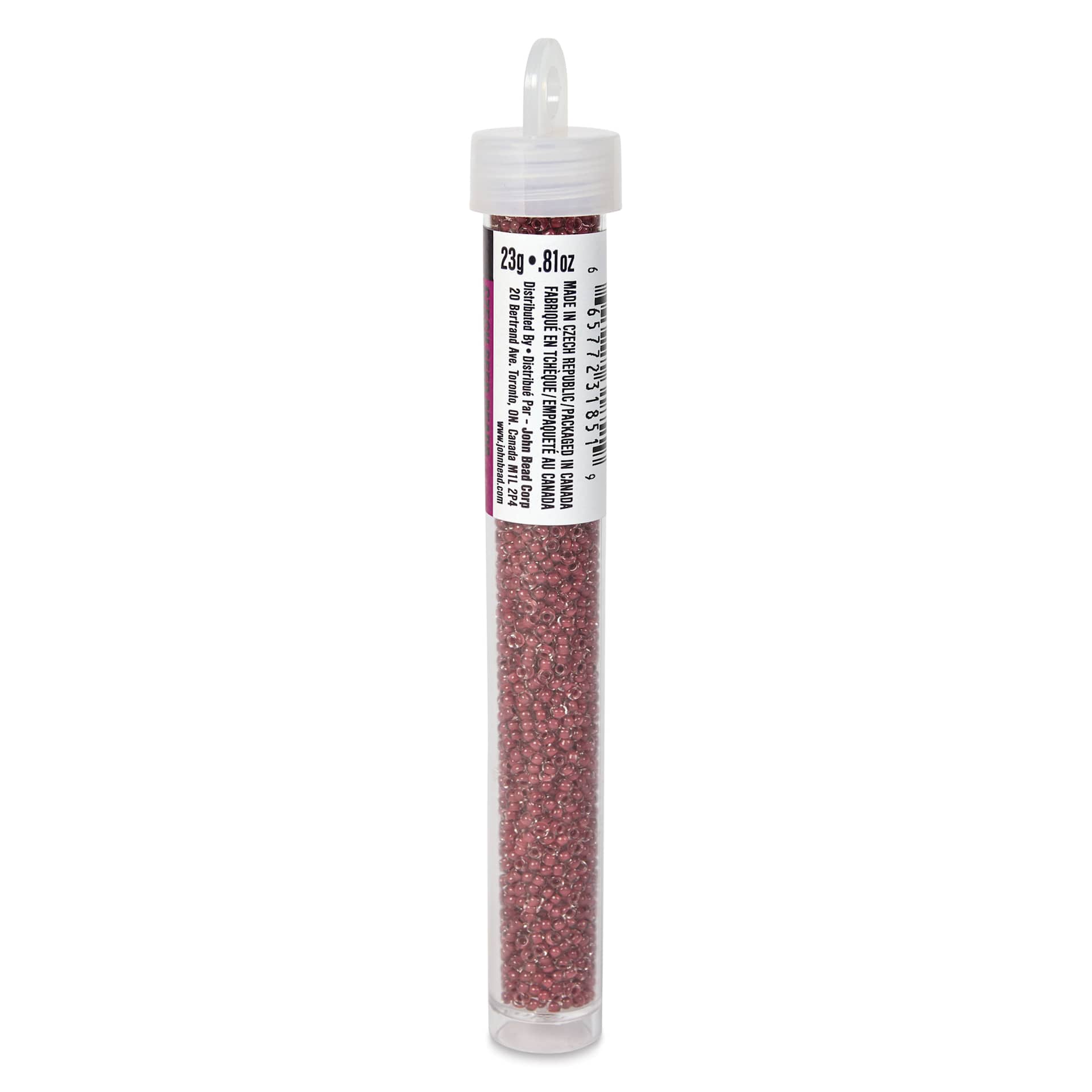 John Bead Terra Intensive Lining Czech Glass Seed Beads - 11/0, Brown, 23 g - side