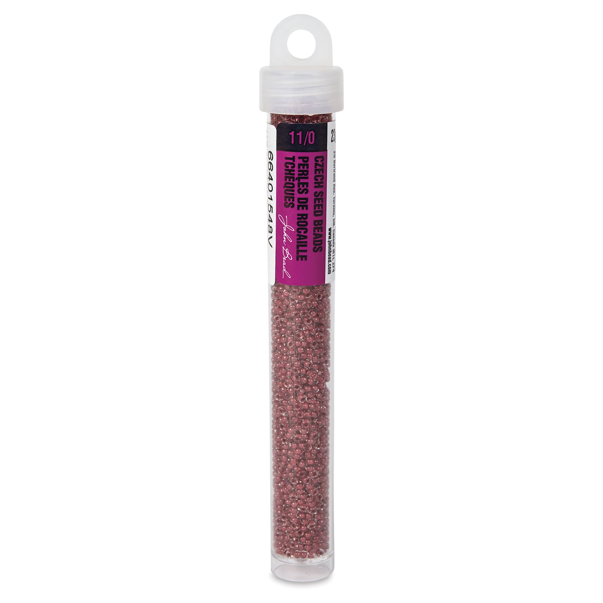 John Bead Terra Intensive Lining Czech Glass Seed Beads - 11/0, Brown, 23 g - front of packaging