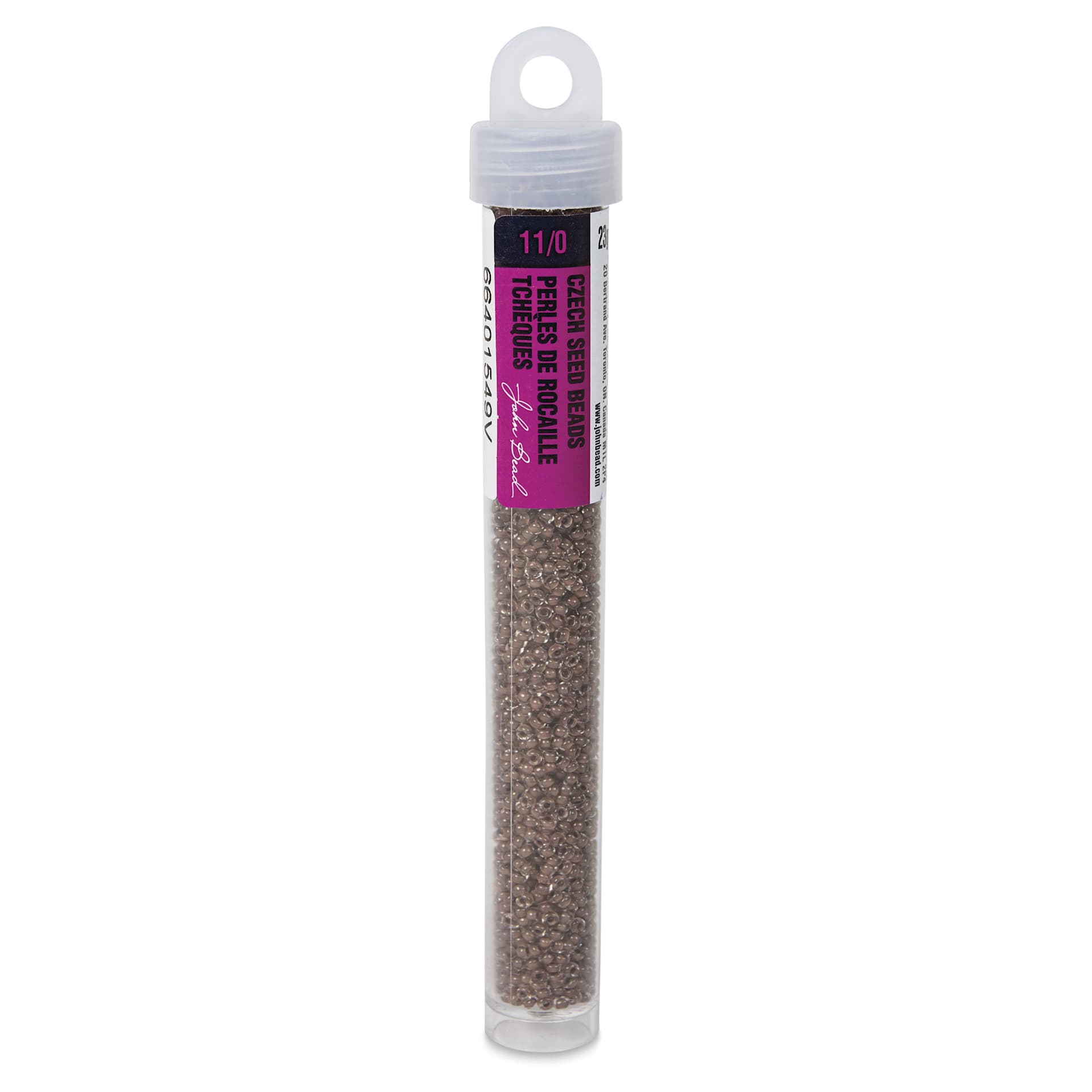 John Bead Terra Intensive Lining Czech Glass Seed Beads - 11/0, Dark Brown, 23 g - front