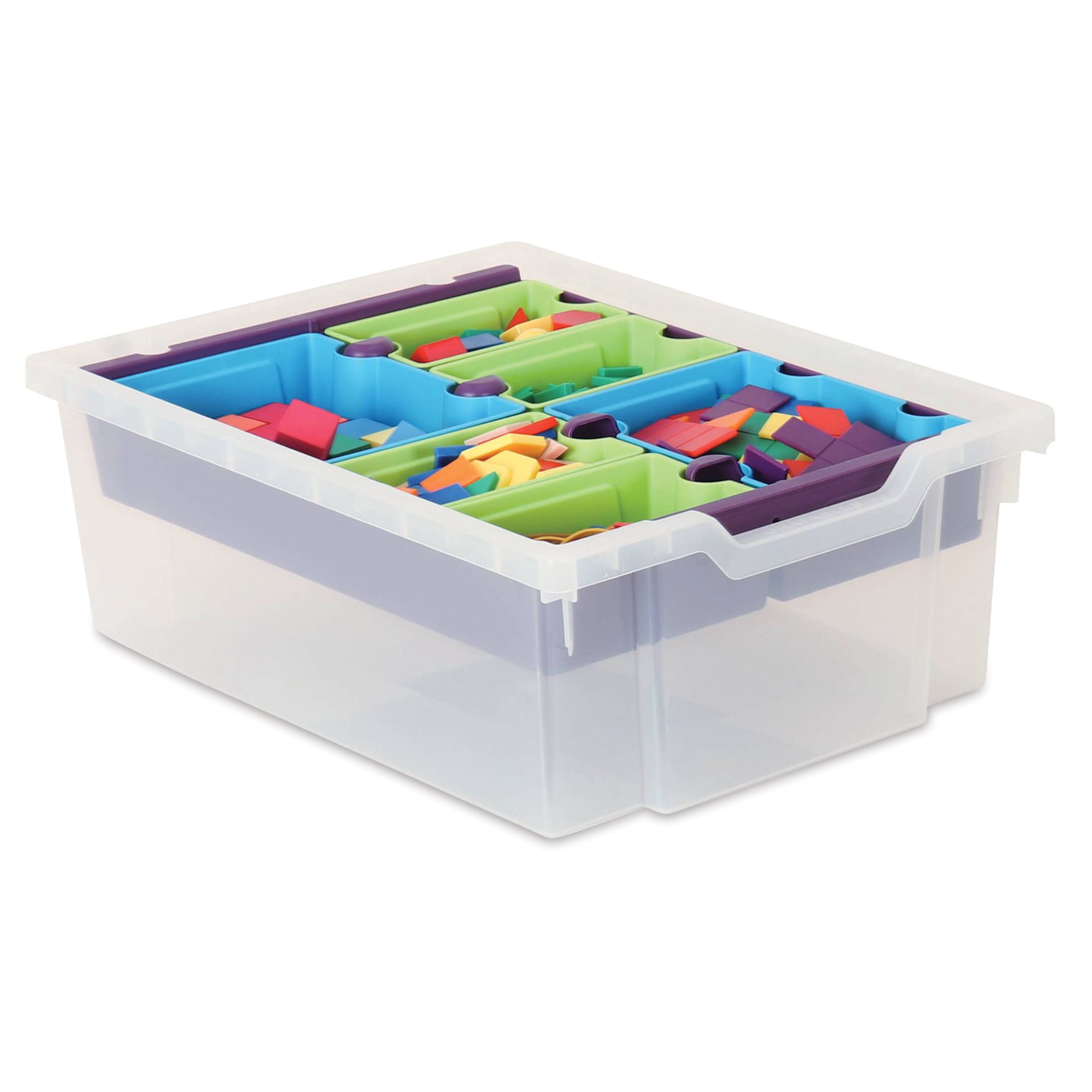 Gratnells Sorted Tray Inserts - Bright, Set of 52 (example of insert combination, art supplies and translucent bin not included)