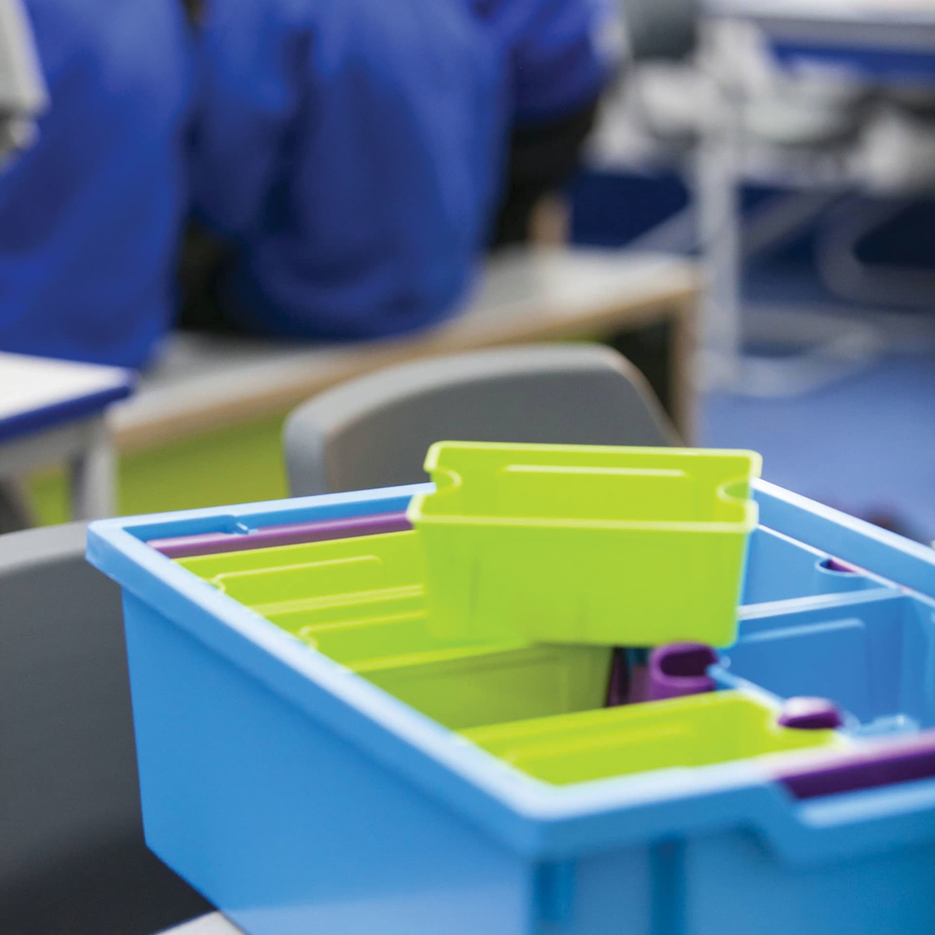 Gratnells Sorted Tray Inserts - Bright, Set of 52 (inserts combination example in classroom)