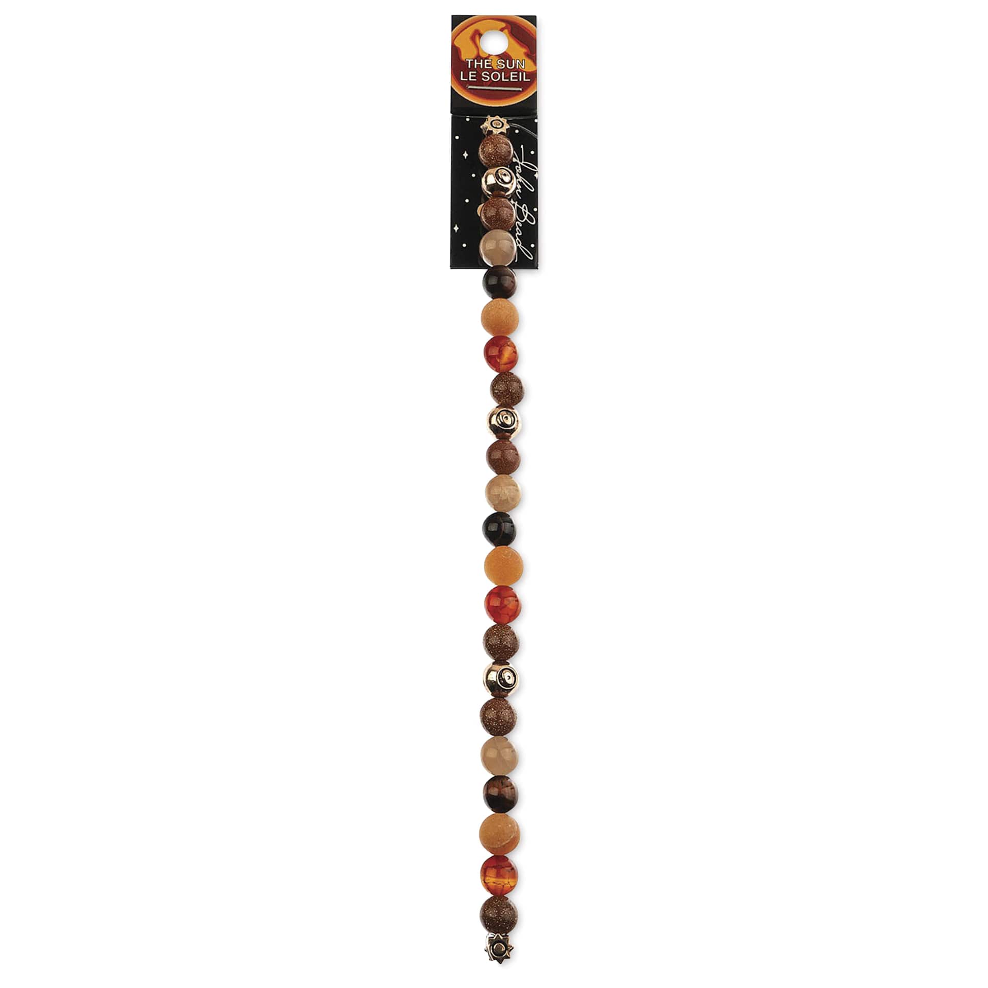 John Bead Solar System Glass Bead Strand - Sun, 7", 8 mm Dia.