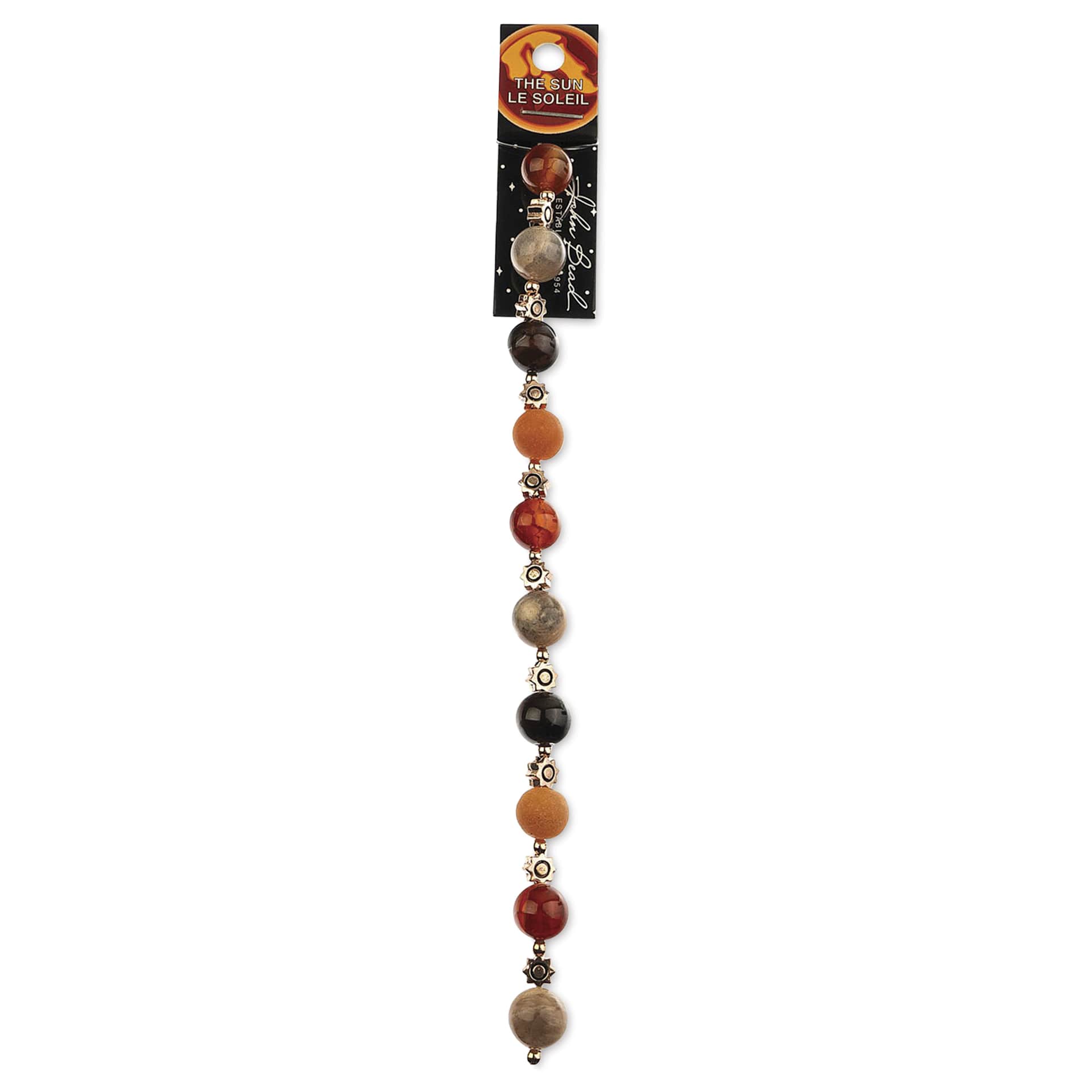 John Bead Solar System Glass Bead Strand - Sun, 7", 10 mm Dia.