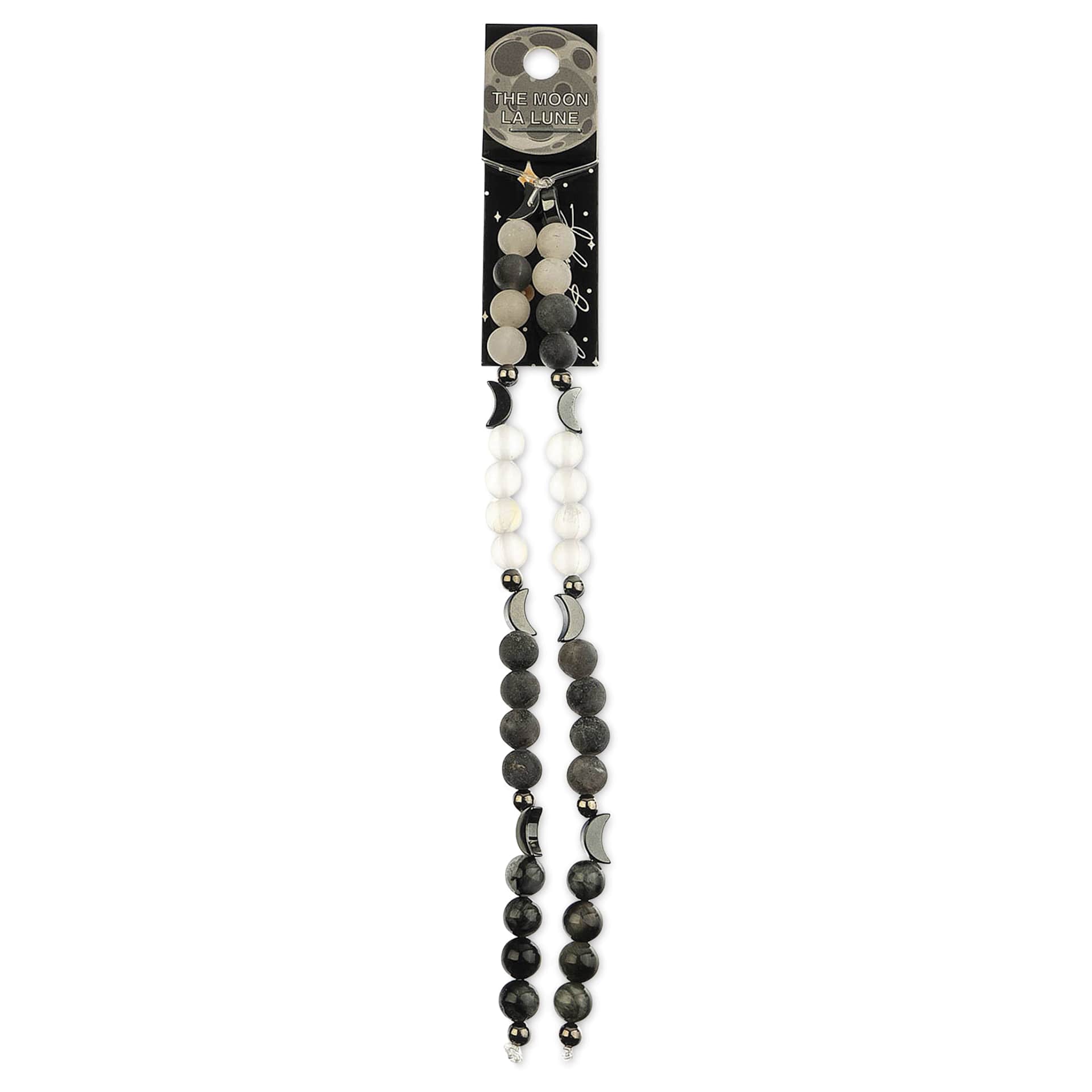 John Bead Solar System Glass Bead Strand - Moon, 5", 6 mm Dia.