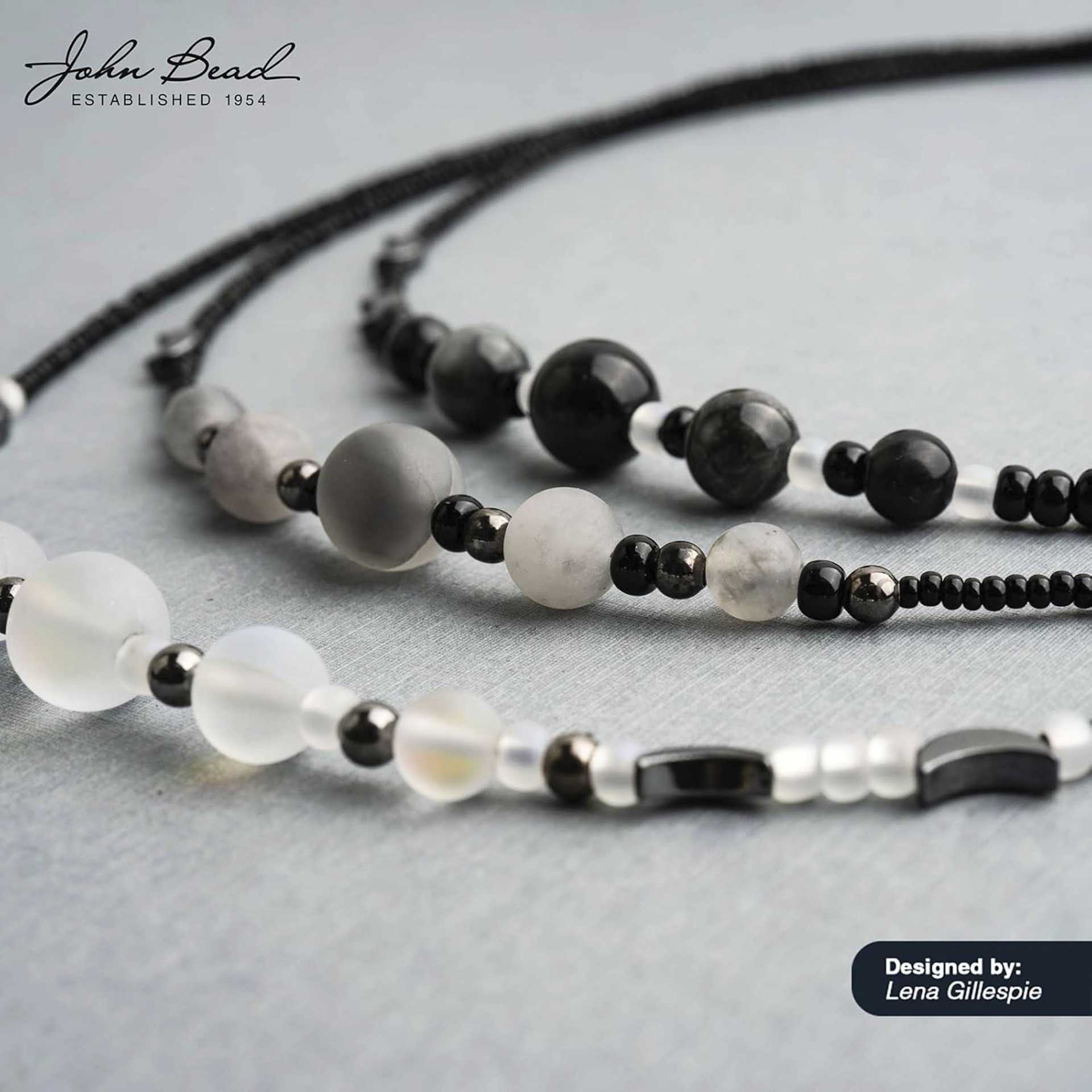 John Bead Solar System Glass Bead Strand - Moon - finished piece by Lena Gillespie