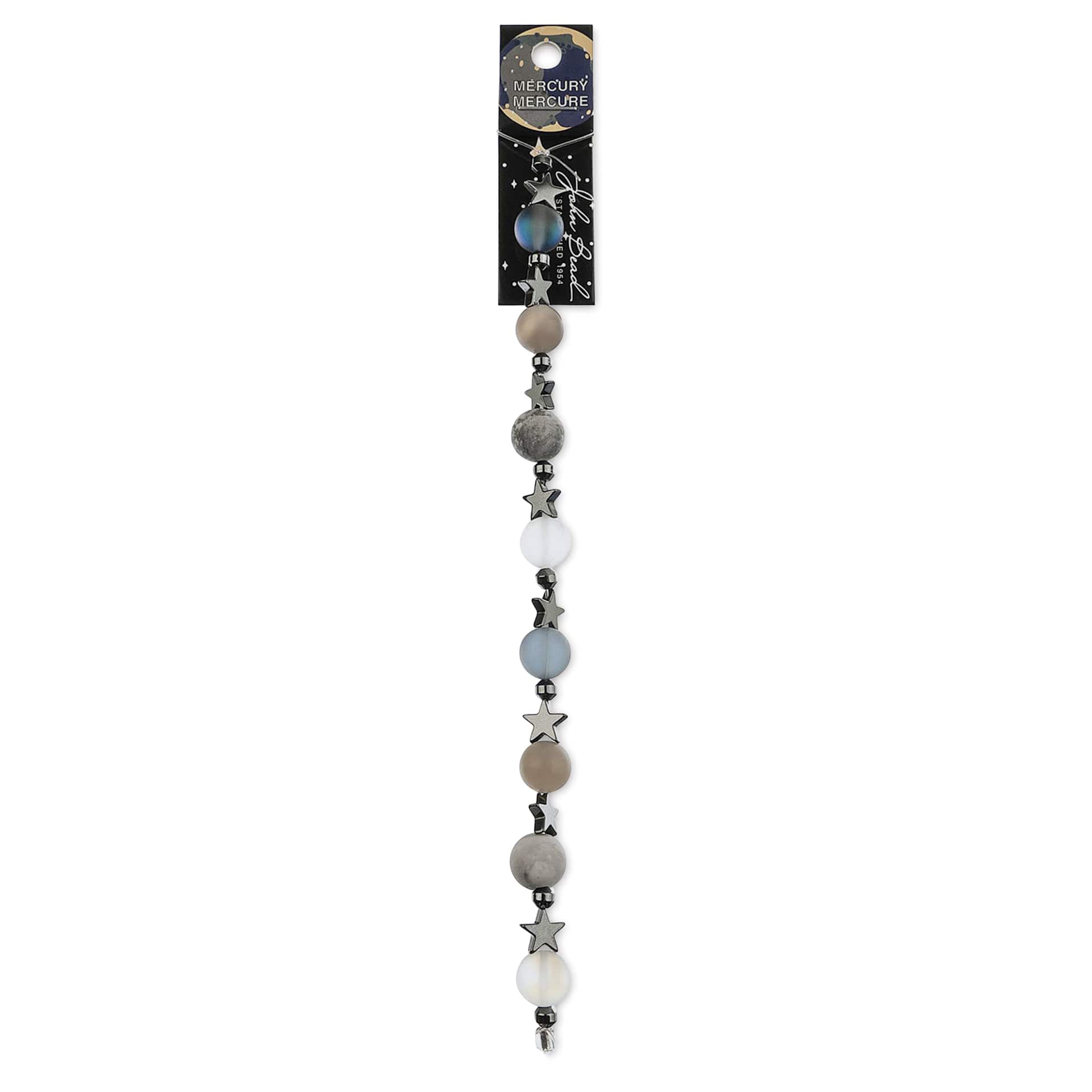 John Bead Solar System Glass Bead Strand - Mercury, 7", 10 mm Dia.