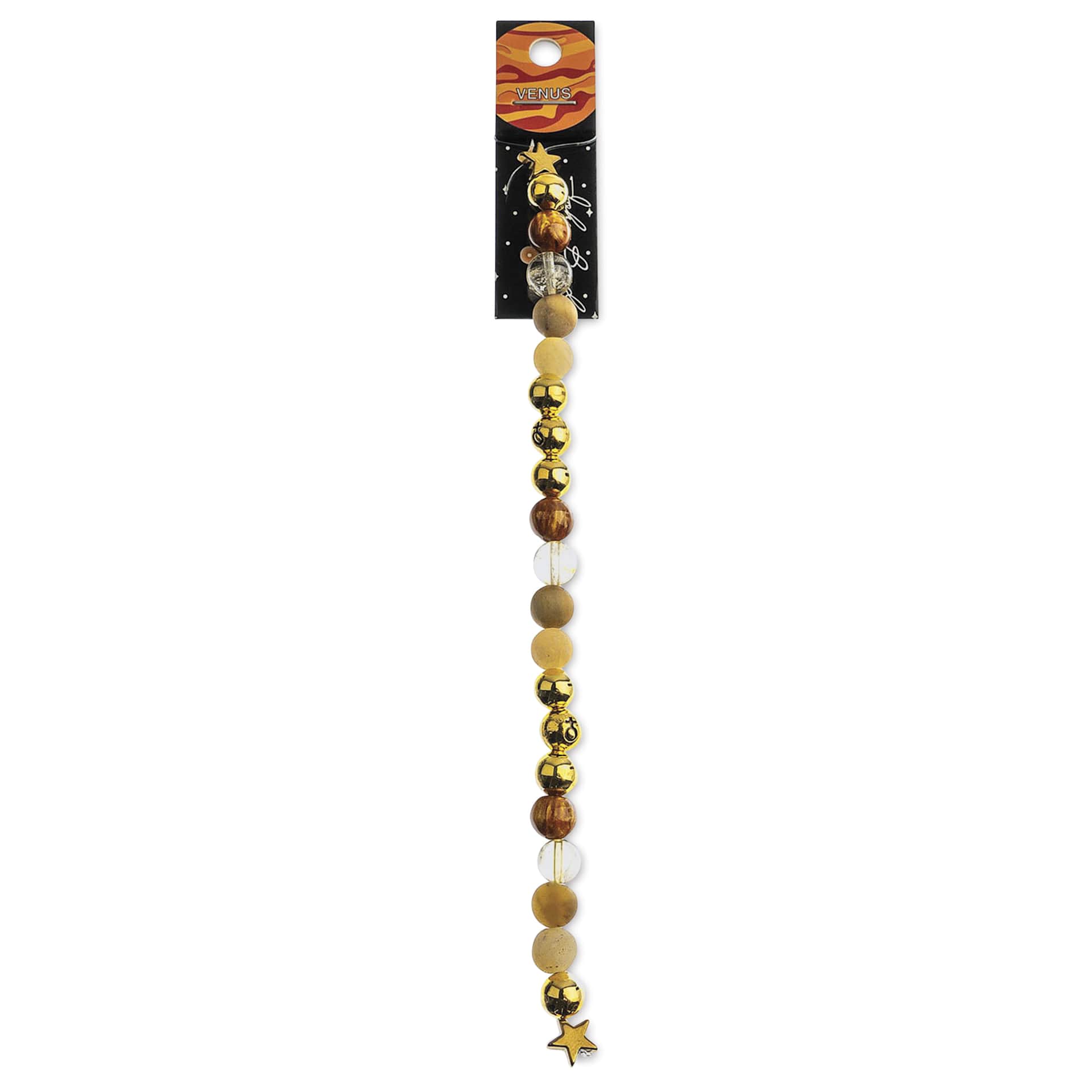 John Bead Solar System Glass Bead Strand - Venus, 7", 8 mm Dia.