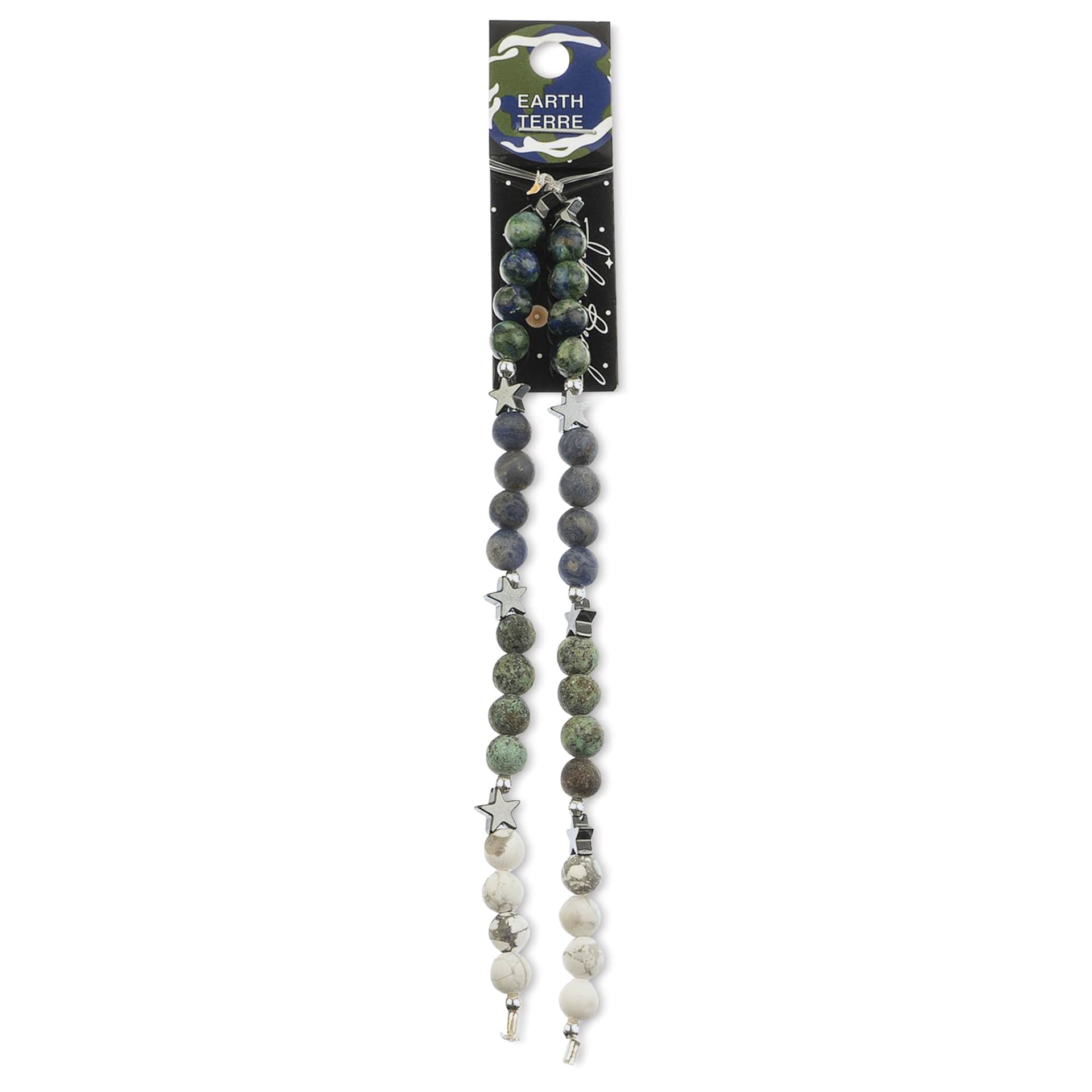 John Bead Solar System Glass Bead Strand - Earth, 5", 6 mm Dia.
