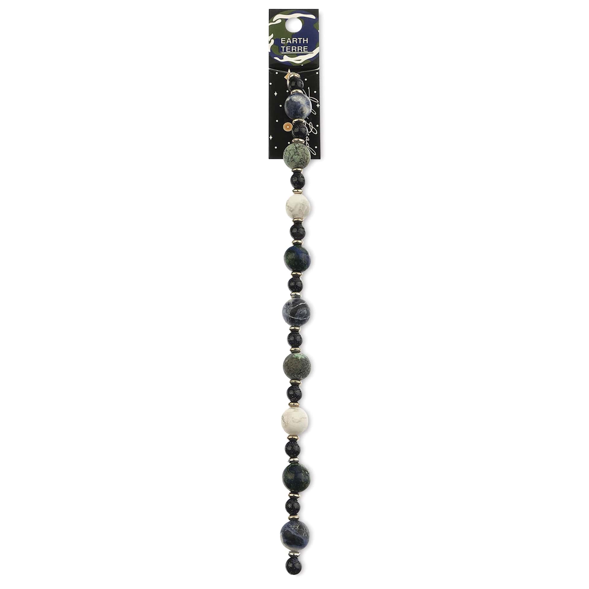 John Bead Solar System Glass Bead Strand - Earth, 7", 10 mm Dia. - front of packaging