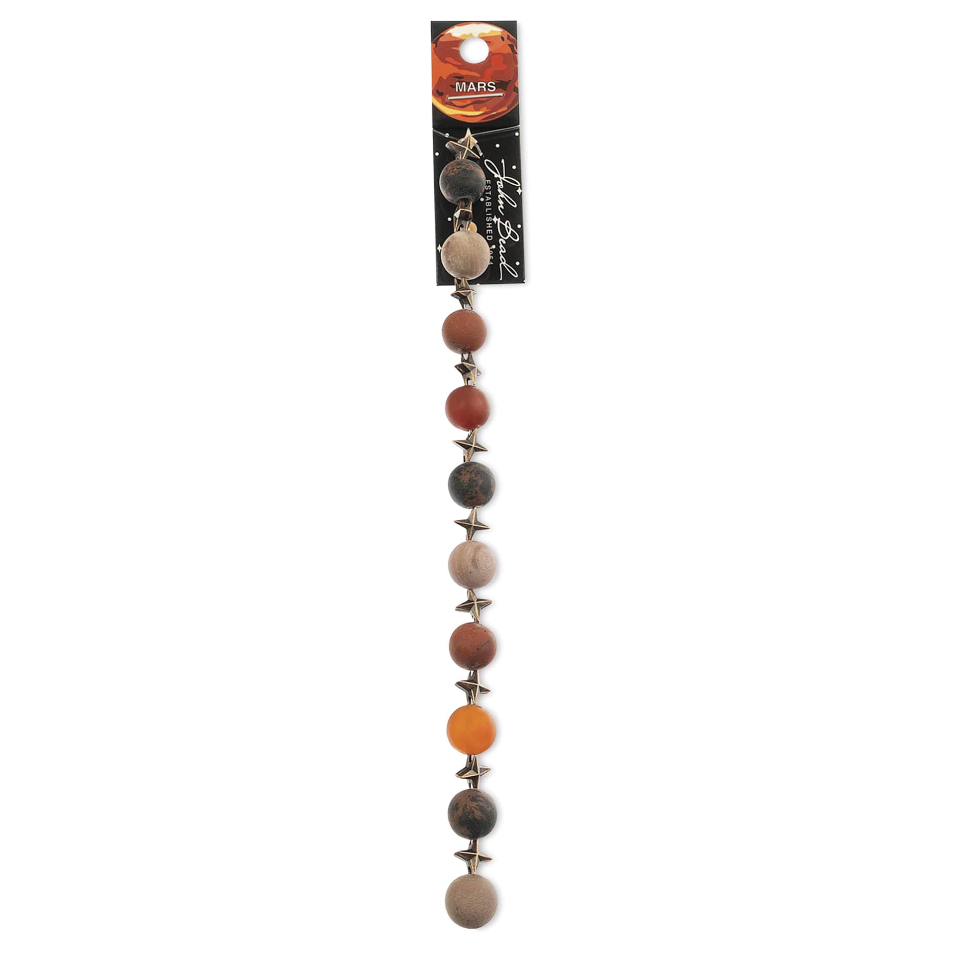 John Bead Solar System Glass Bead Strand - Mars, 7", 10 mm Dia.