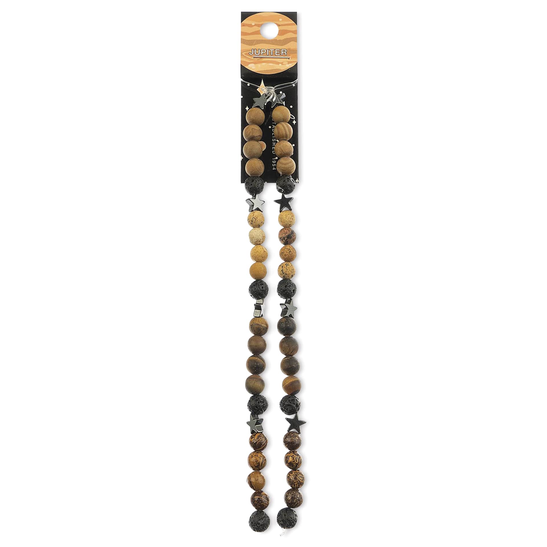 John Bead Solar System Glass Bead Strand - Jupiter, 5", 6 mm Dia. - front of packaging
