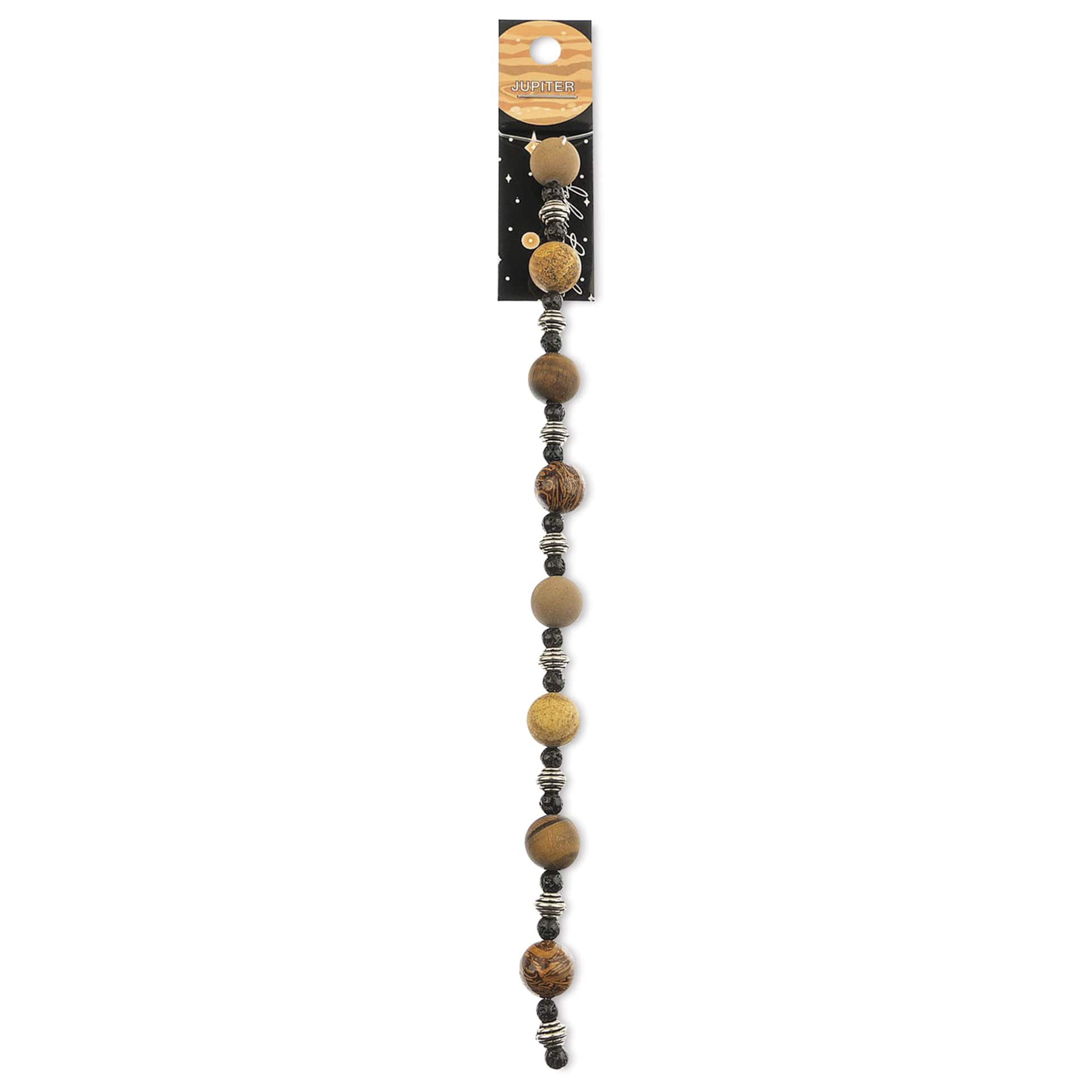 John Bead Solar System Glass Bead Strand - Jupiter, 7", 10 mm Dia.
