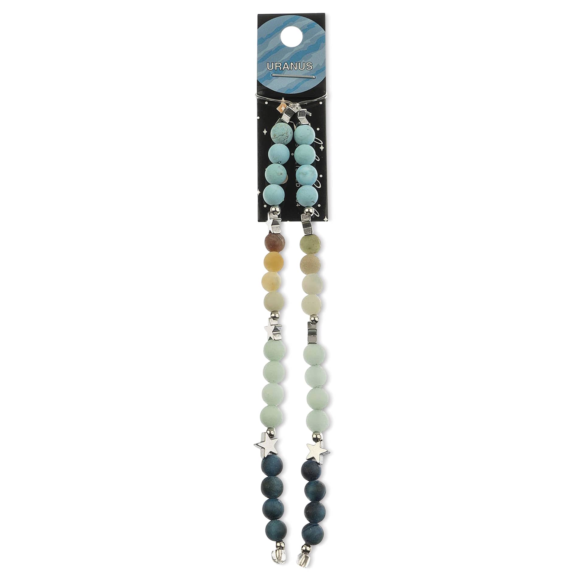 John Bead Solar System Glass Bead Strand - Uranus, 5", 6 mm Dia.