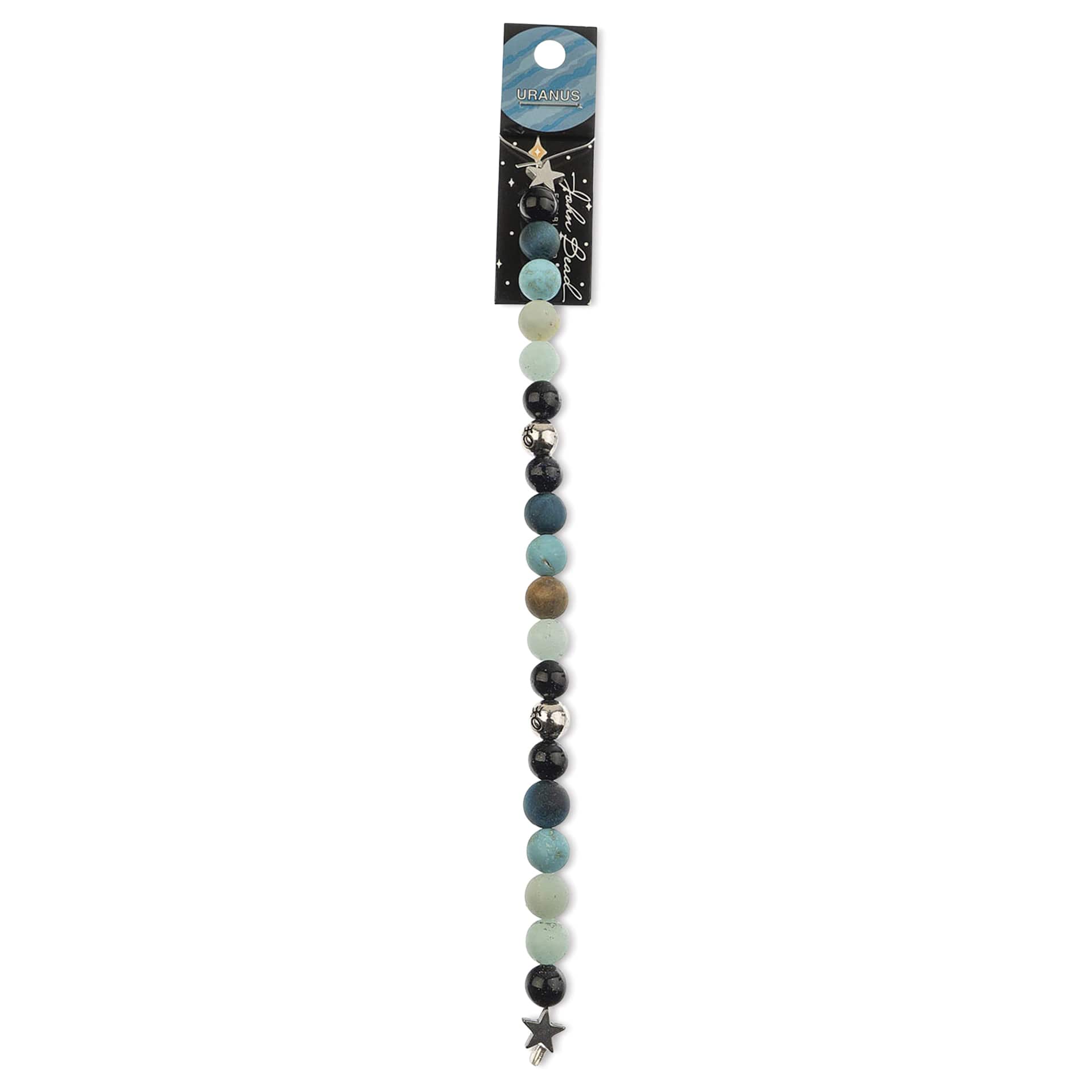 John Bead Solar System Glass Bead Strand - Uranus, 7", 8 mm Dia.