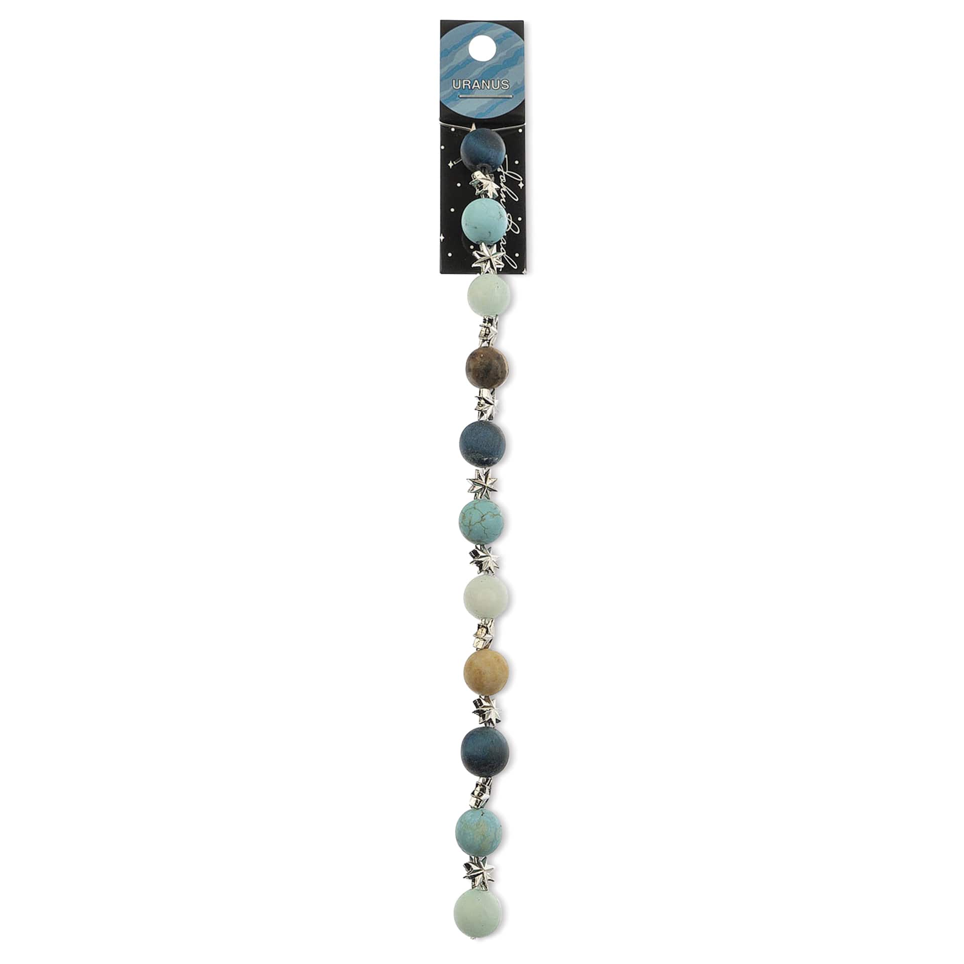 John Bead Solar System Glass Bead Strand - Uranus, 7", 10 mm Dia.