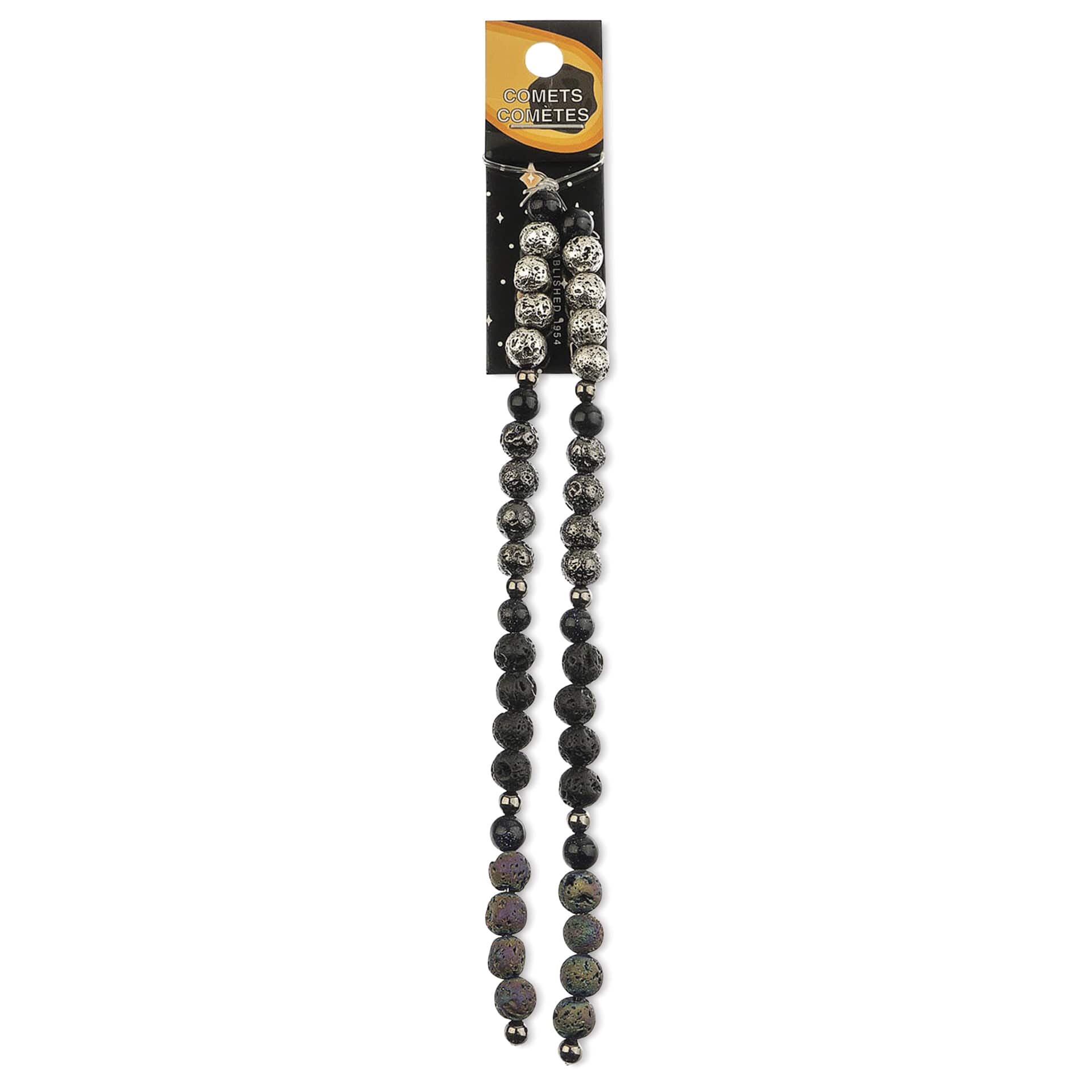 John Bead Solar System Glass Bead Strand - Comets, 5", 6 mm Dia.