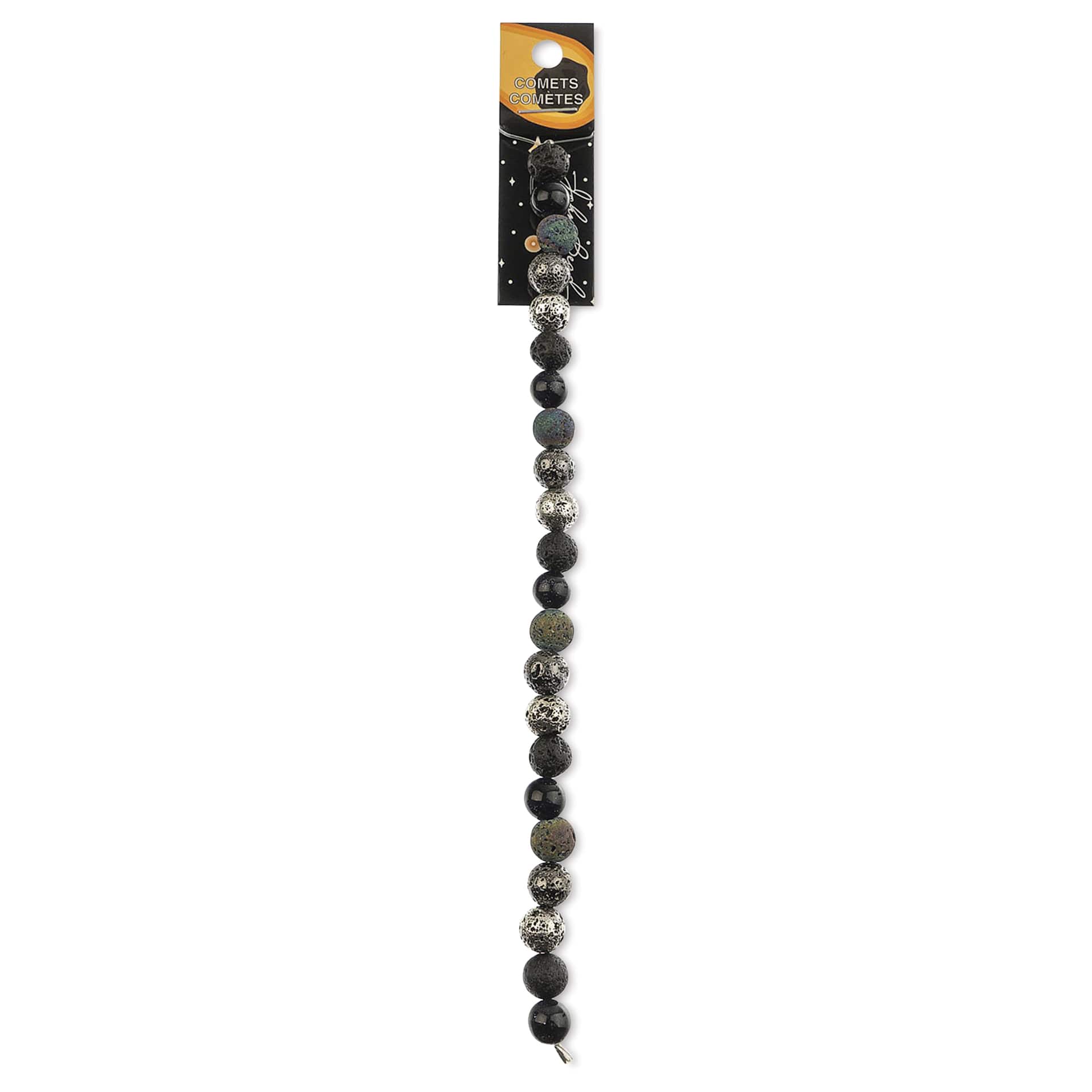 John Bead Solar System Glass Bead Strand - Comets, 7", 8 mm Dia.