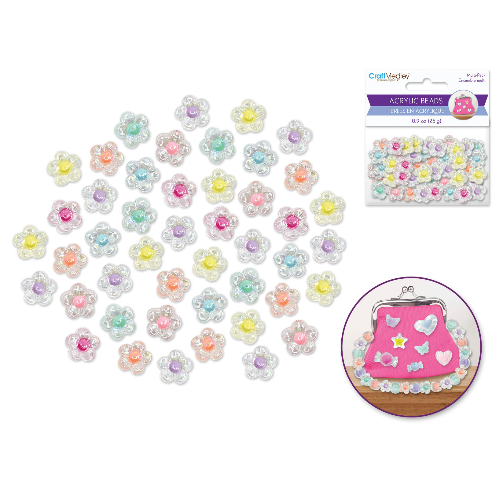 Craft Medley Fashion Acrylic Beads - Flower, 0.9 oz contents
