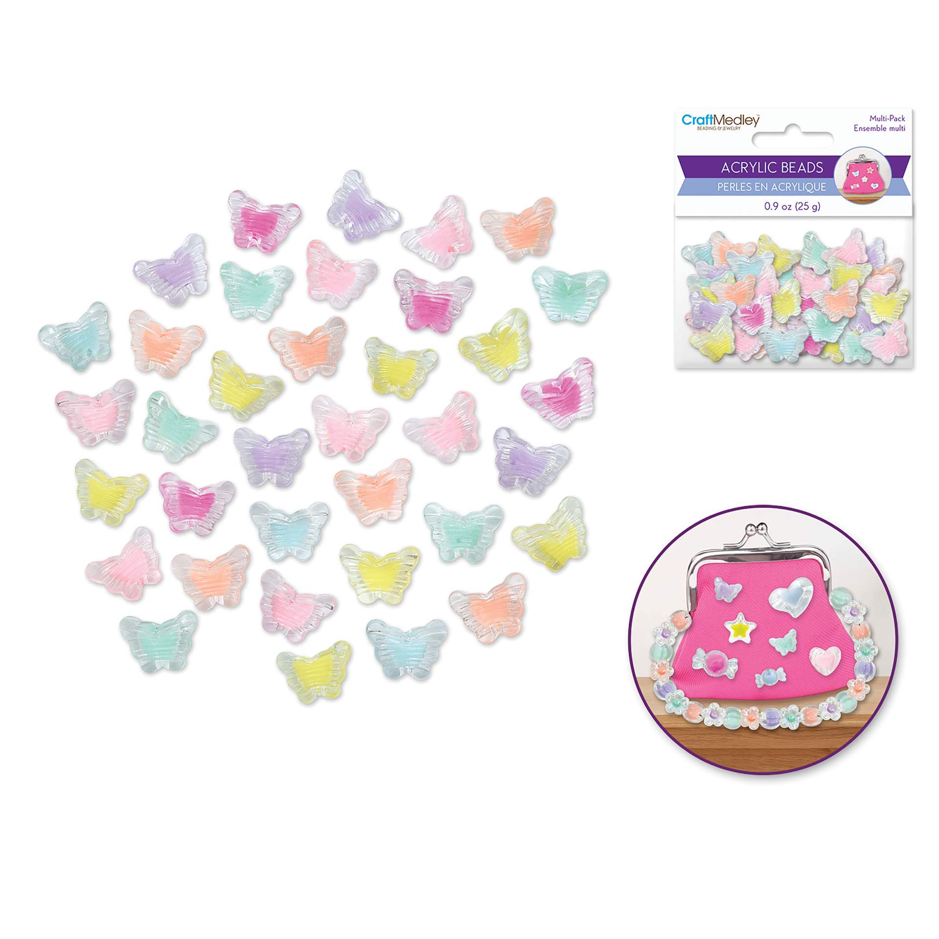 Craft Medley Fashion Acrylic Beads - Butterfly Groove, 0.9 oz contents