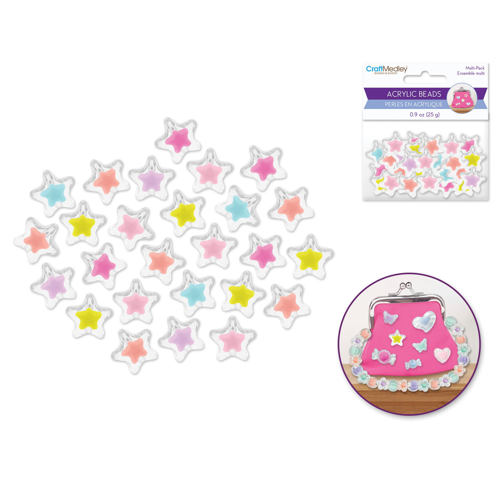 Craft Medley Fashion Acrylic Beads - Starburst, 0.9 oz contents