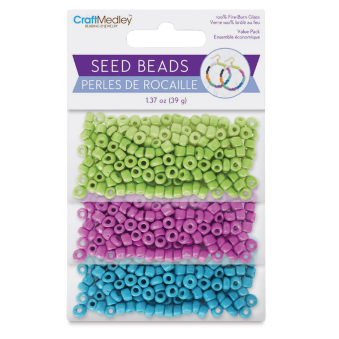 Craft Medley Seed Beads - Pastels, 1.37 oz front of packaging