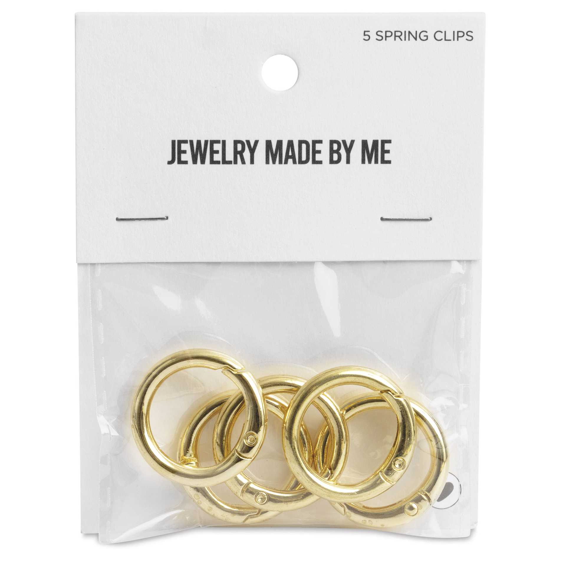 Jewelry Made By Me Spring Clips - Pkg of 5, Gold front of packaging