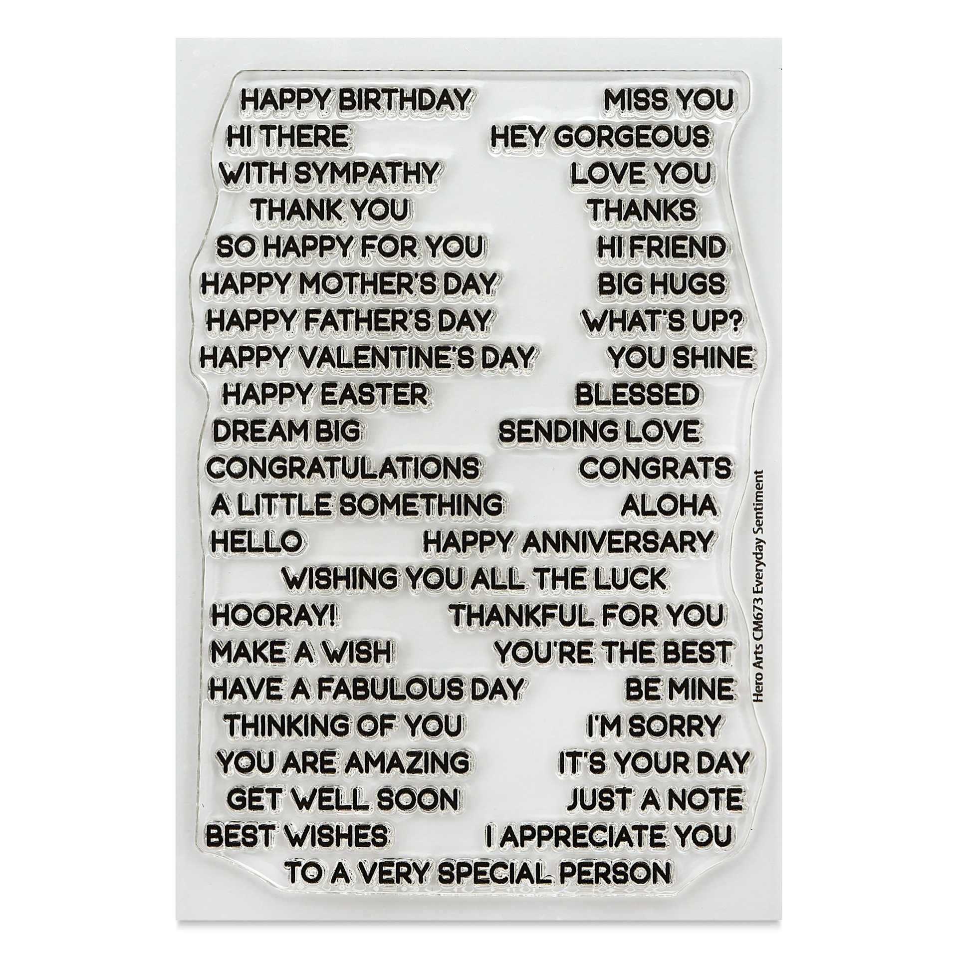 Hero Arts Messages and Sentiments Clear Stamp Set - Pkg of 42, Everyday Sentiment Strips