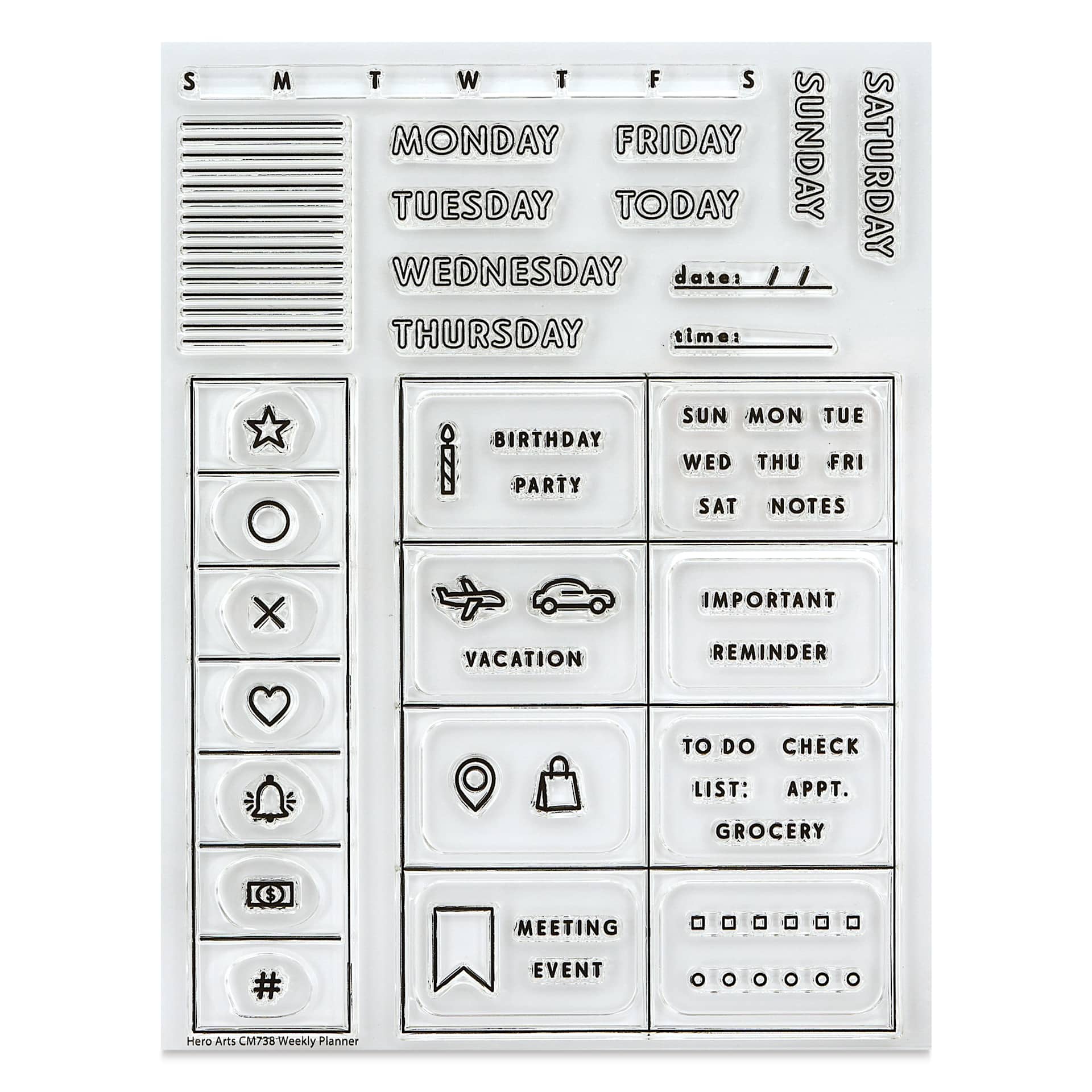 Hero Arts Planner Clear Stamp Set - Weekly Planner, 6" X 8"