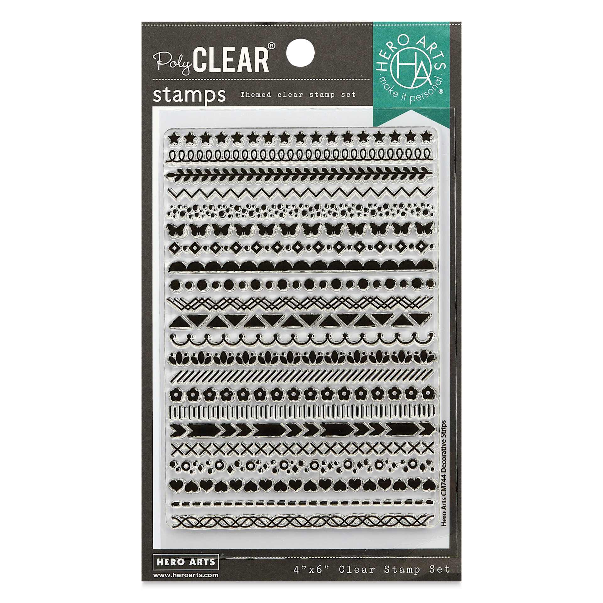 Hero Arts Decorative Patterns Clear Stamp Sets - Pkg of 22, Strips front of packaging
