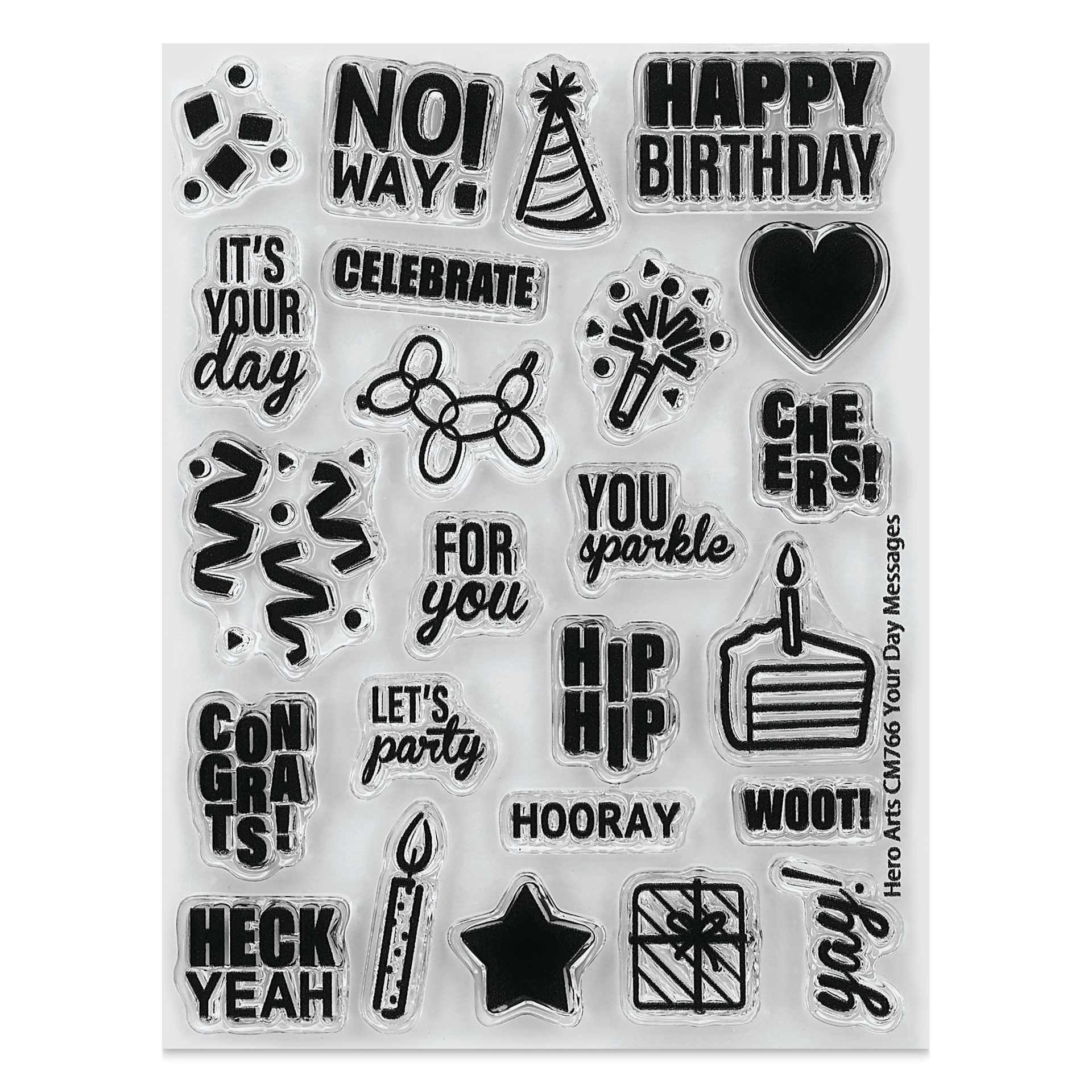 Hero Arts Messages and Sentiments Clear Stamp Set - Pkg of 24, Your Day Messages