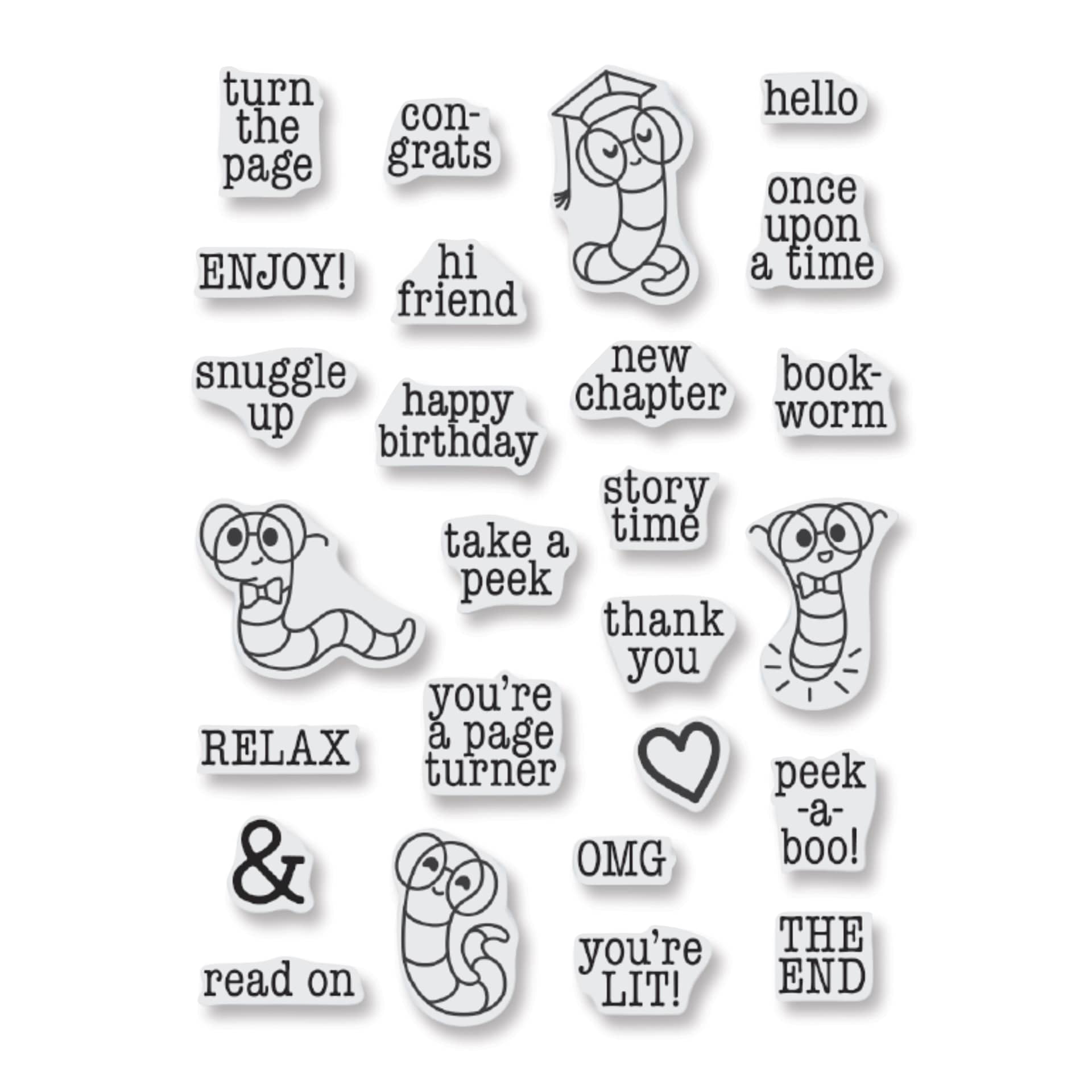 Hero Arts Bookworm Messages Clear Stamp Set - Set of 23