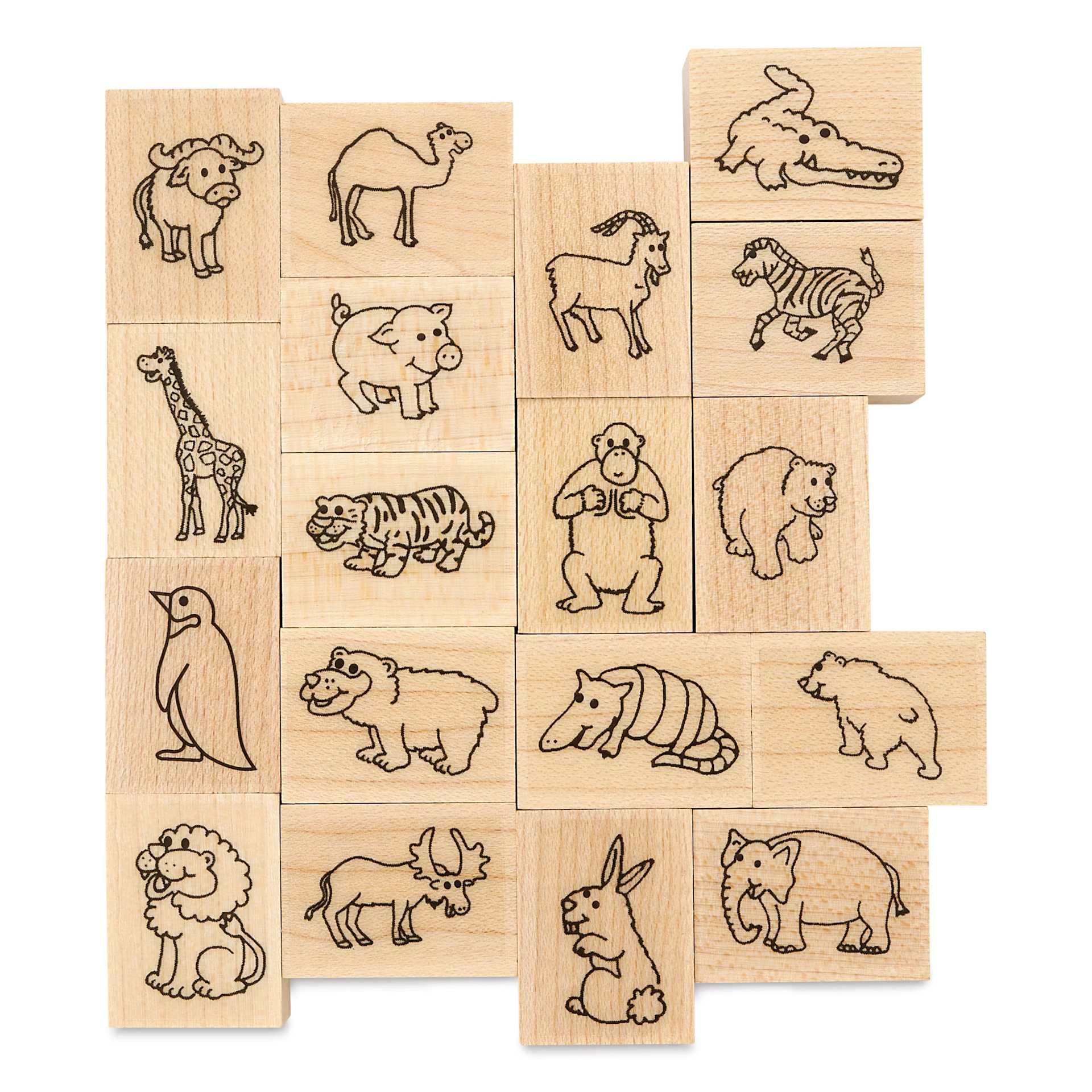 Hero Arts Fun Animals Woodblock Ink 'n' Stamps - Set of 19