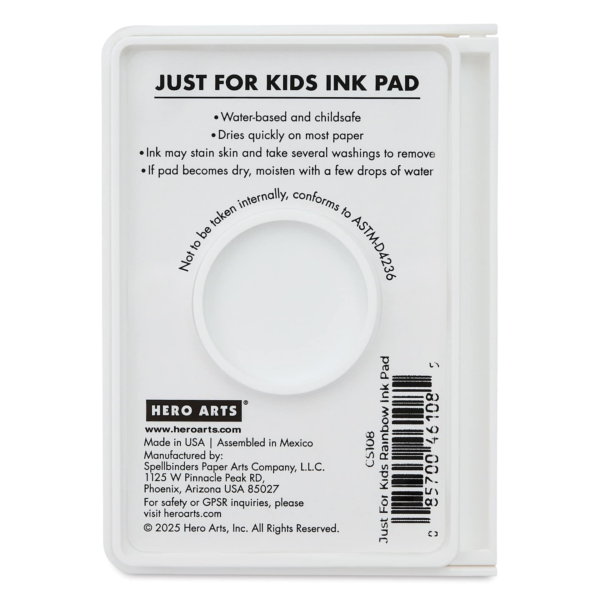 Hero Arts Just For Kids Ink Pad - Rainbow, back of pad