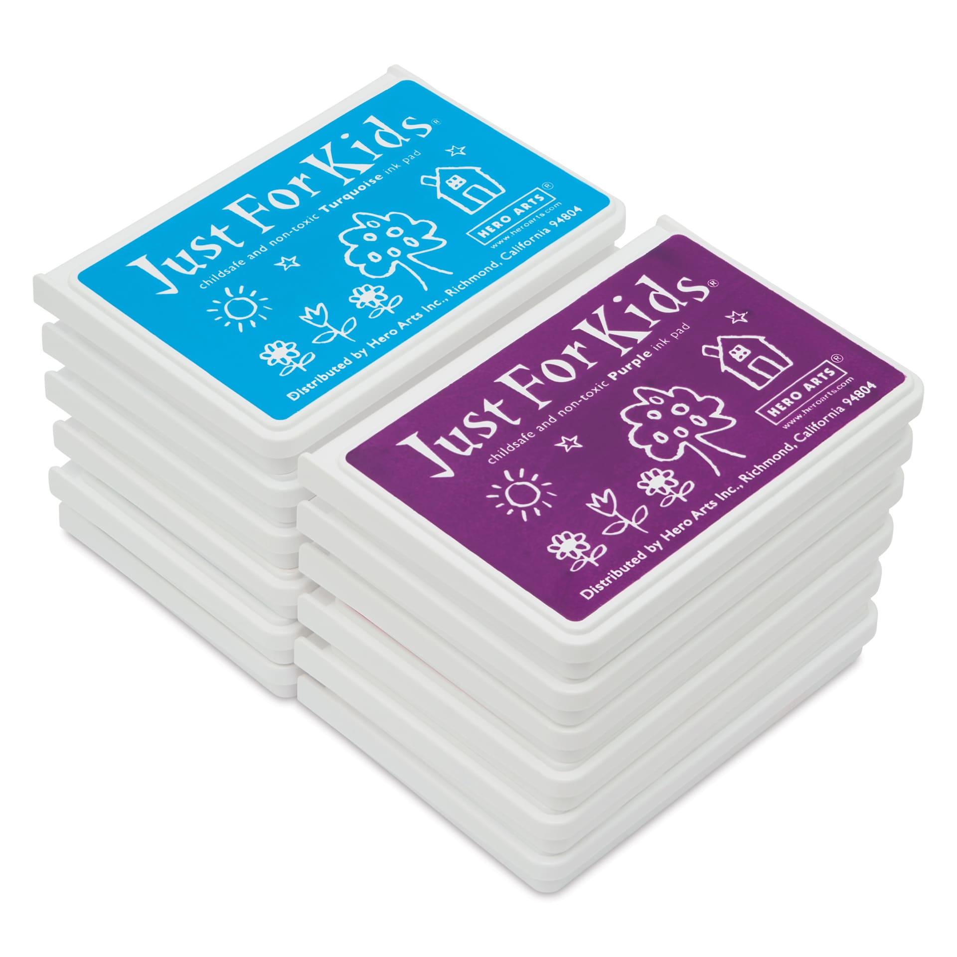 Hero Arts Just For Kids Ink Pads - Set of 12, Assorted, pads stacked on each other