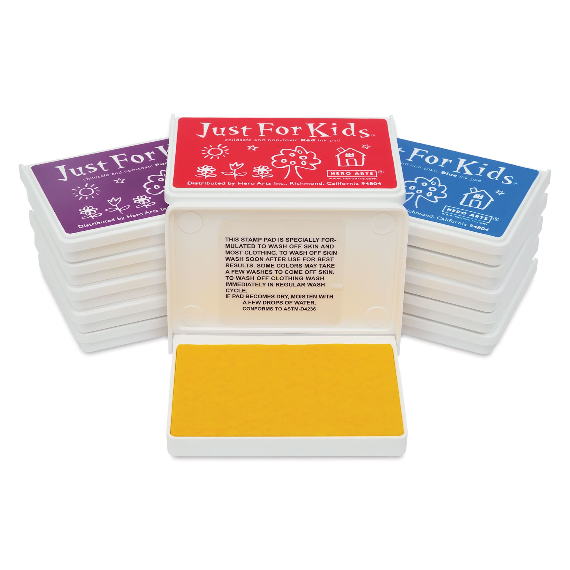 Hero Arts Just For Kids Ink Pads - Set of 12, Assorted, open yellow pad