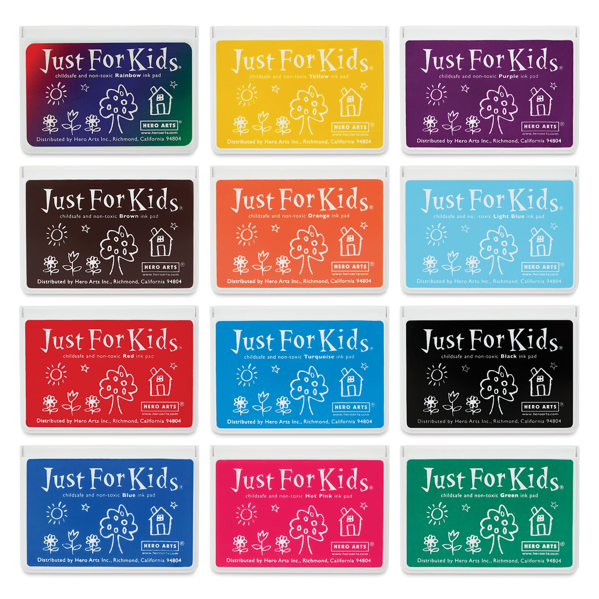 Hero Arts Just For Kids Ink Pads - Set of 12, Assorted, front of pads