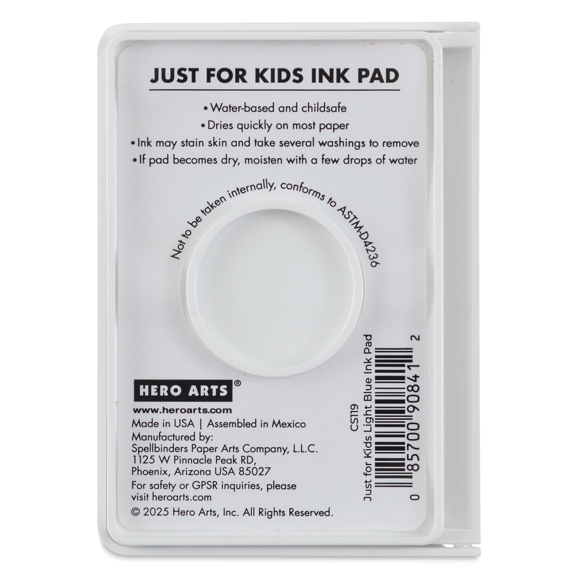 Hero Arts Just For Kids Ink Pad - Light Blue back of pad