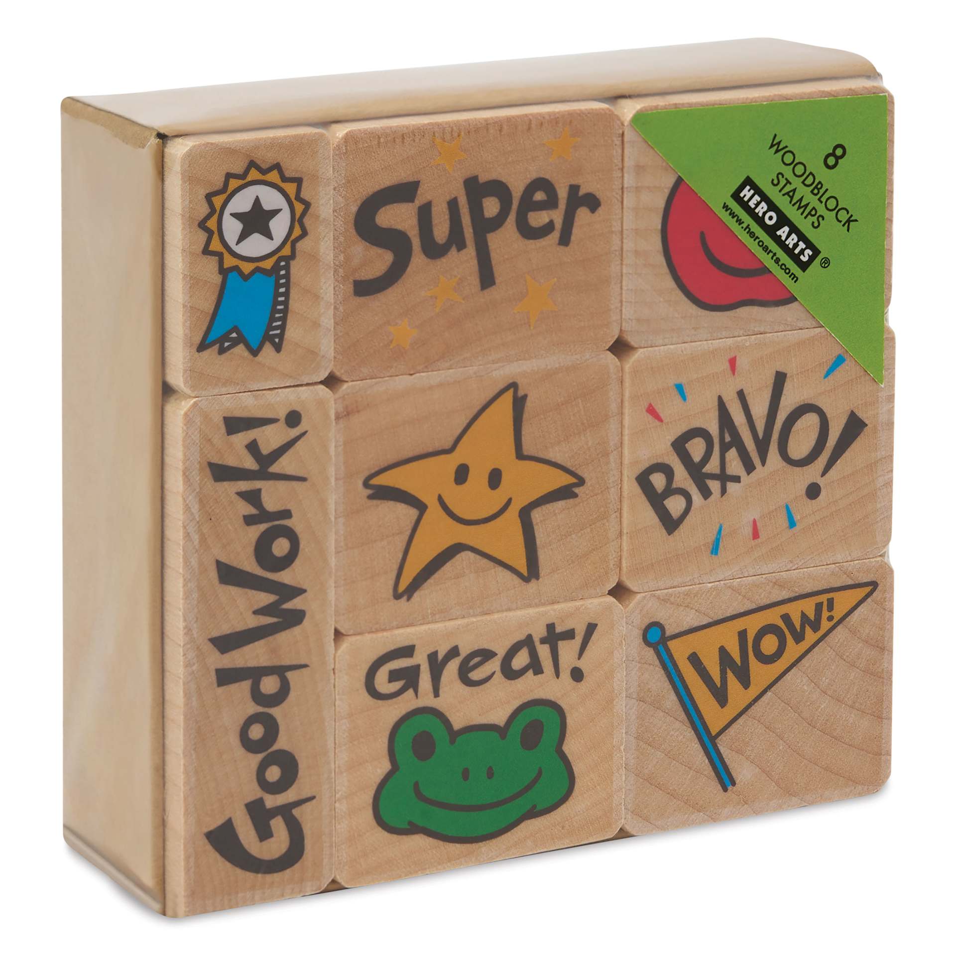 Hero Arts Woodblock Teacher Stamp Sets - Set of 8, Bravo For Teacher angled view