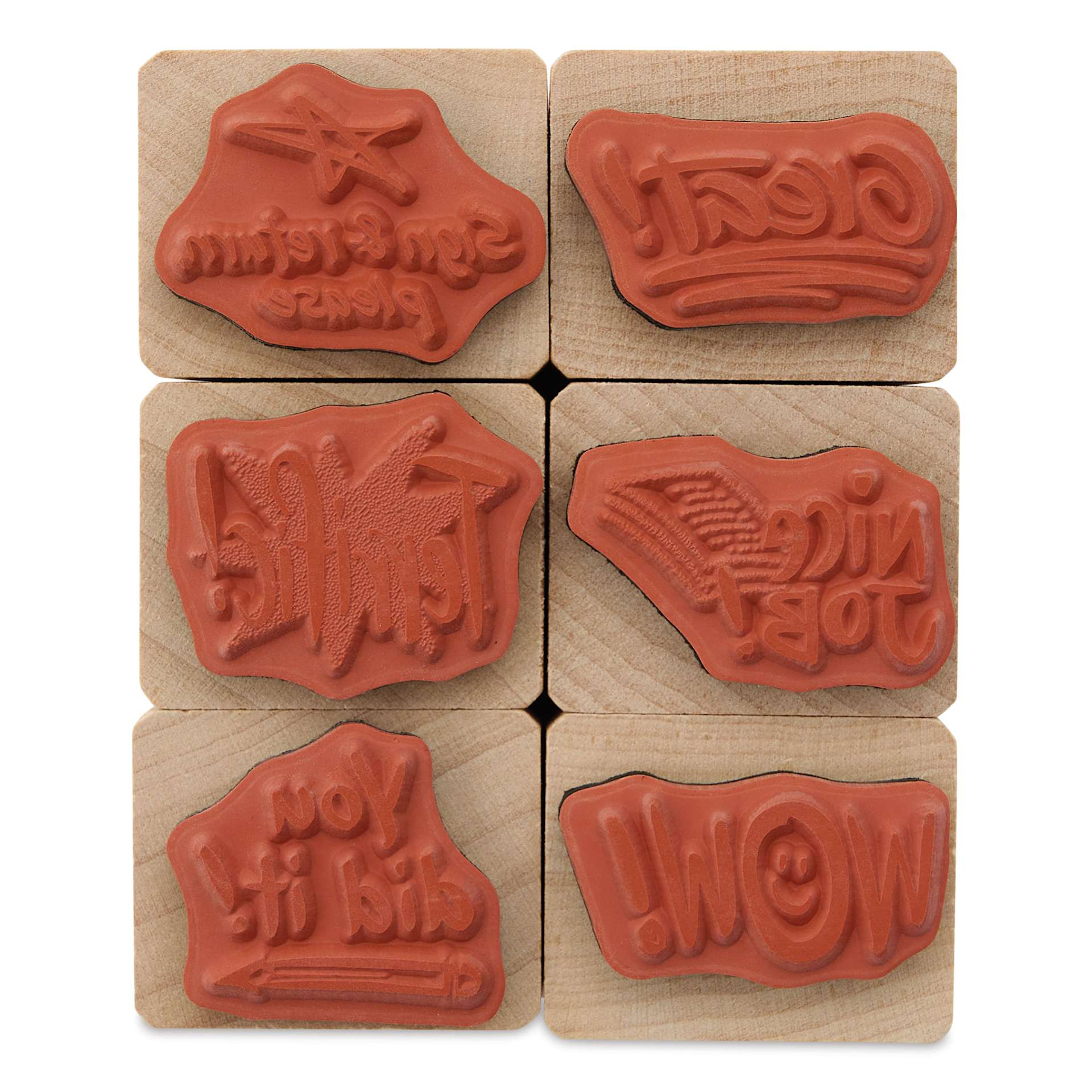 Hero Arts Woodblock Teacher Stamps Set - Set of 6, Stamps of Approval stamp faces