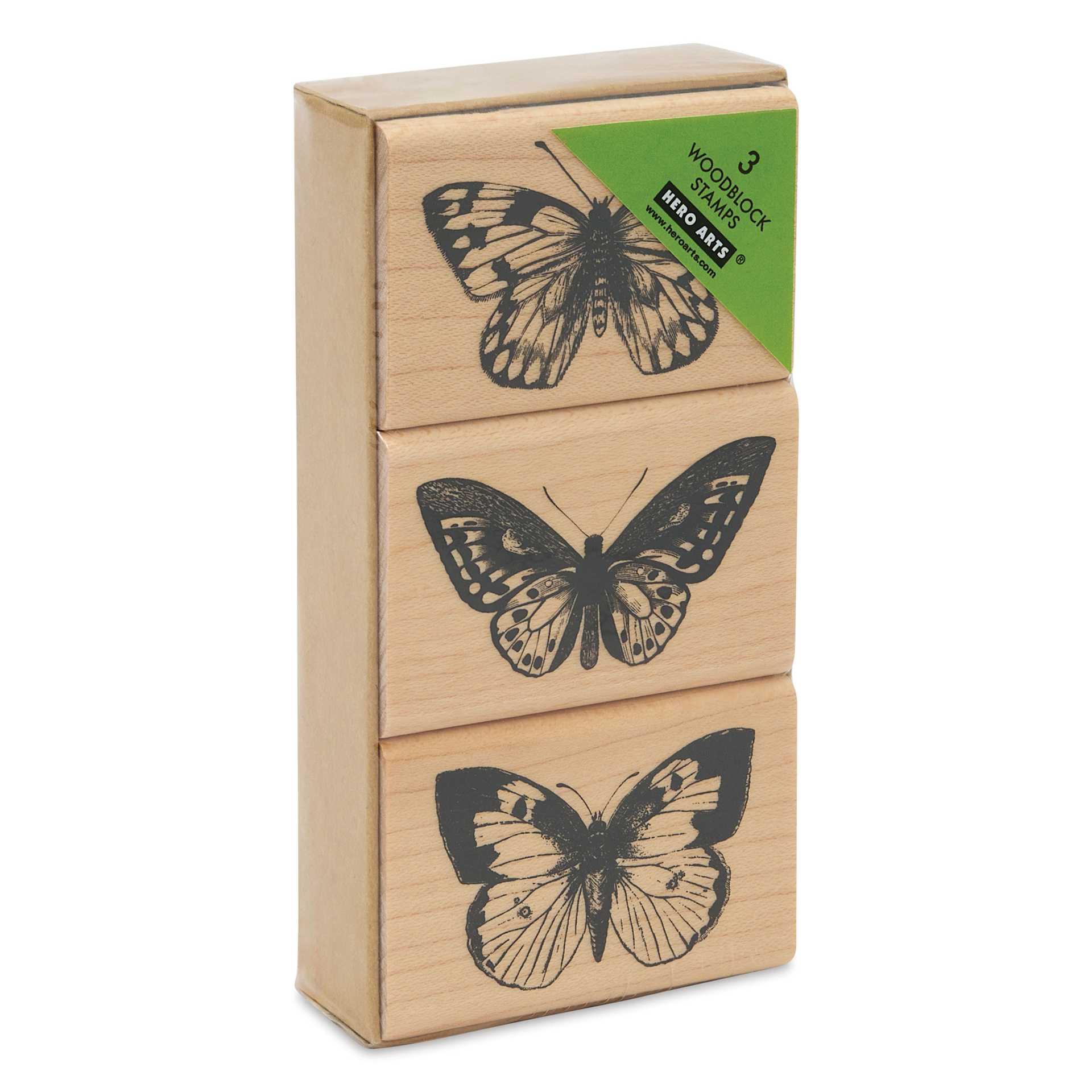 Hero Arts Artistic Butterflies Trio Woodblock Stamp Set