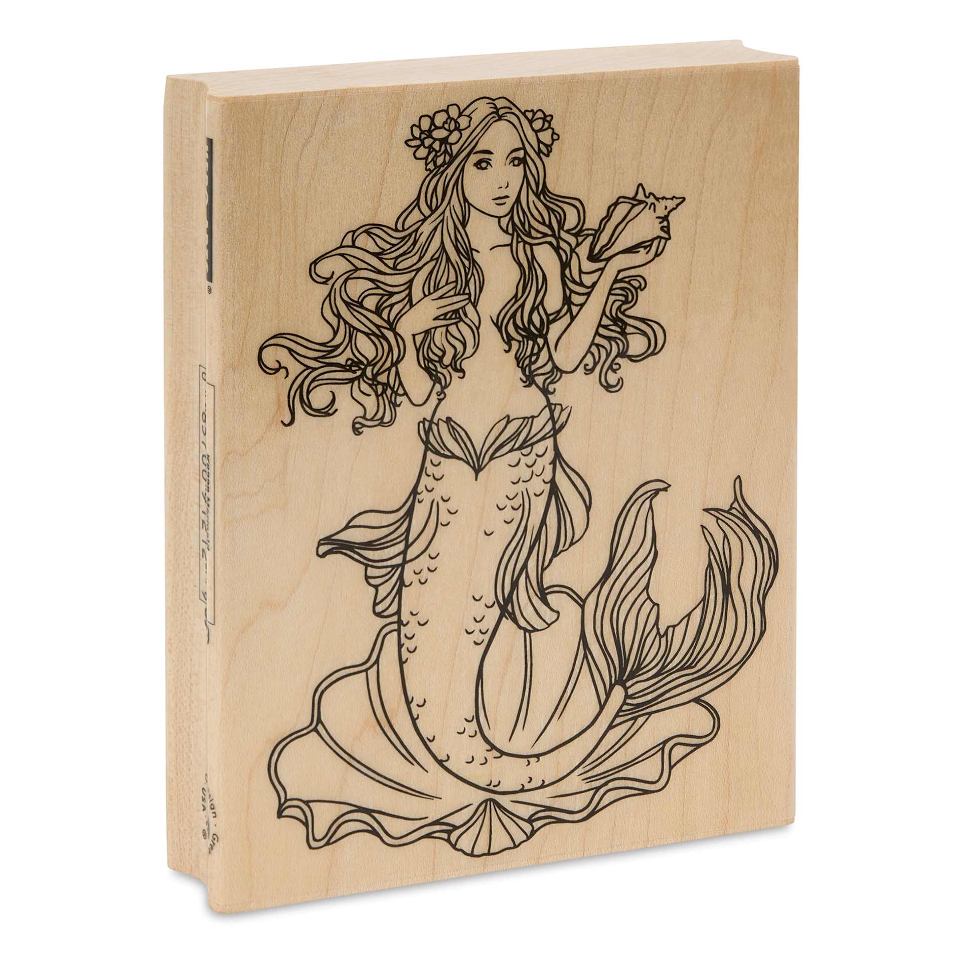 Hero Arts Mermaid Woodblock Stamp angled view